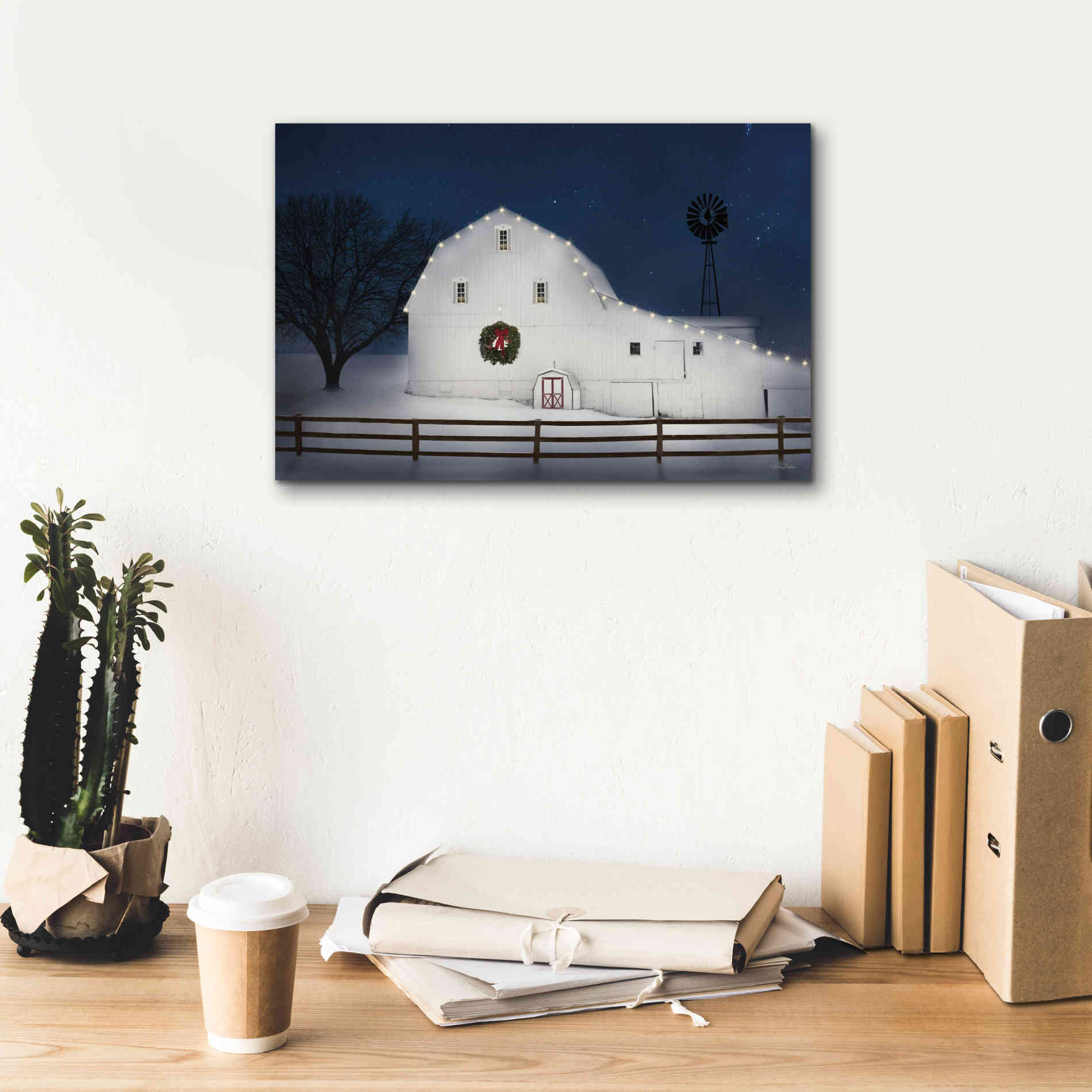 'Christmas Starry Night' by Lori Deiter Canvas Wall Art,18 x 12