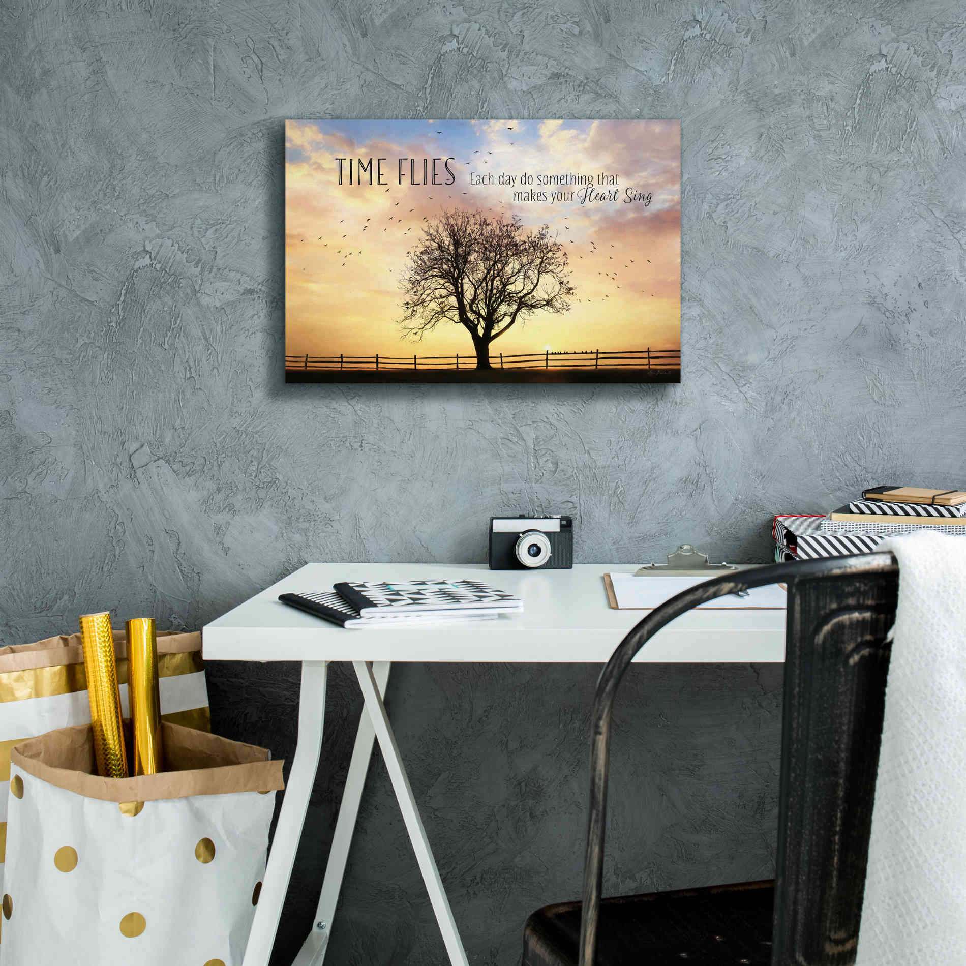 'Time Flies' by Lori Deiter Canvas Wall Art,18 x 12