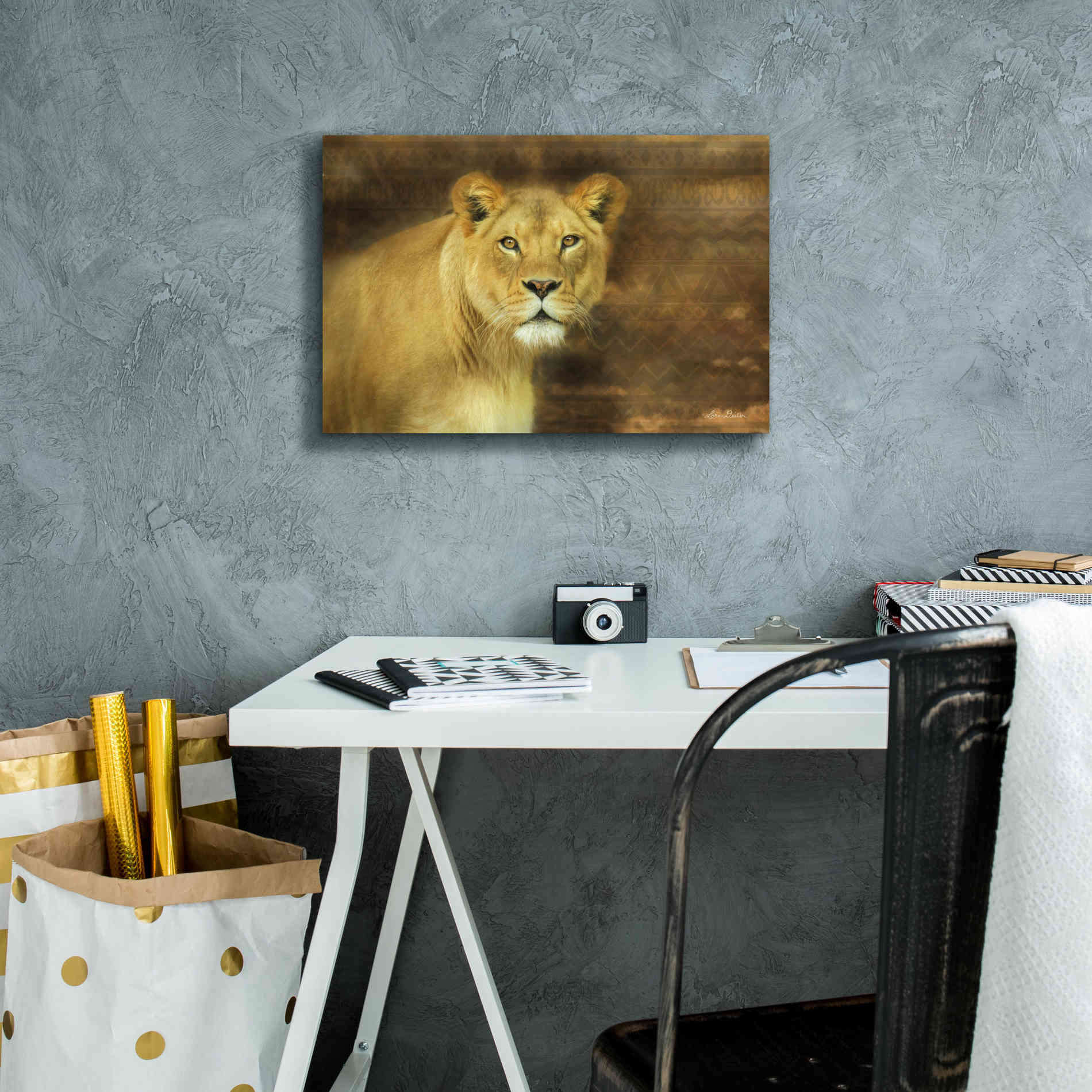 'Tribal Lioness' by Lori Deiter Canvas Wall Art,18 x 12
