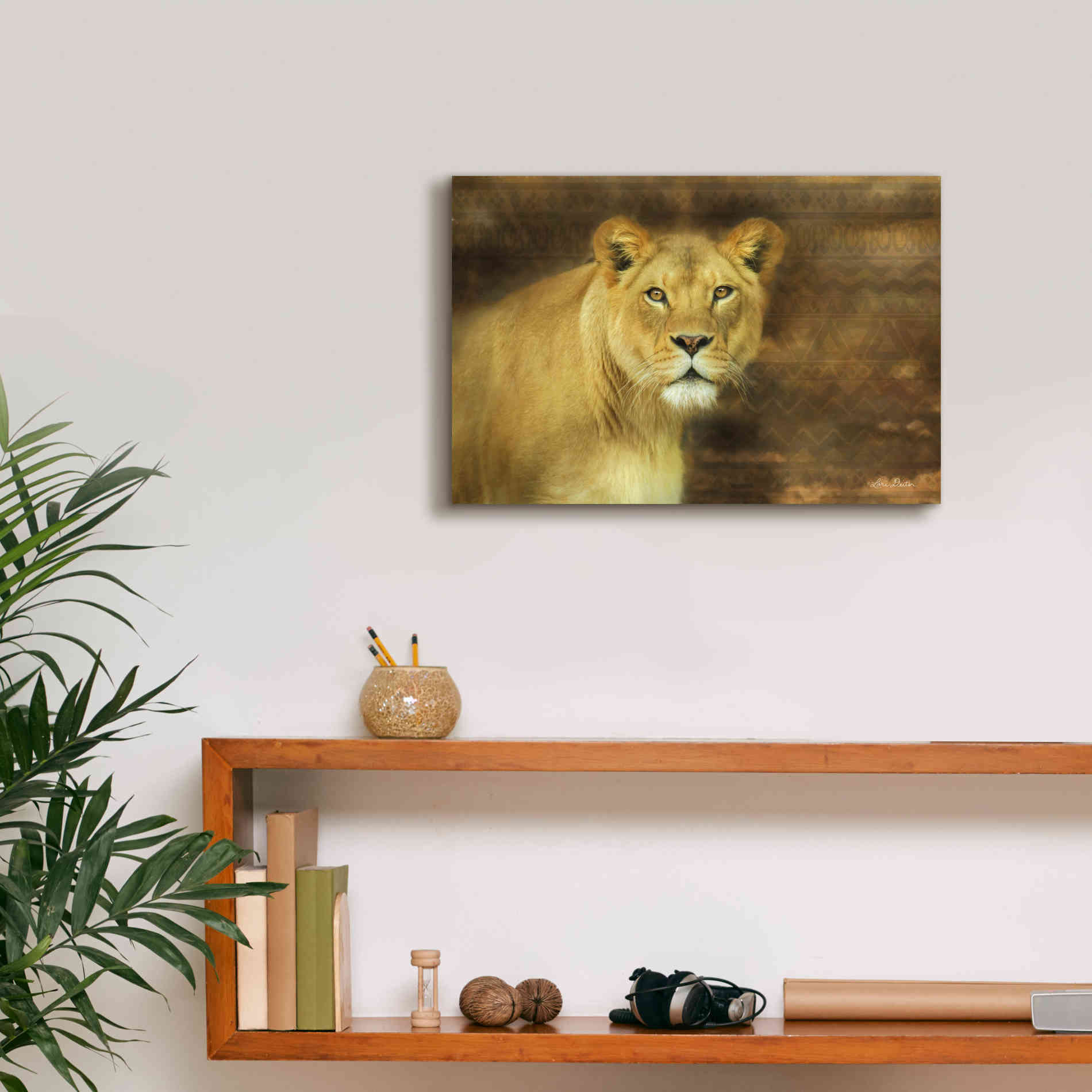 'Tribal Lioness' by Lori Deiter Canvas Wall Art,18 x 12