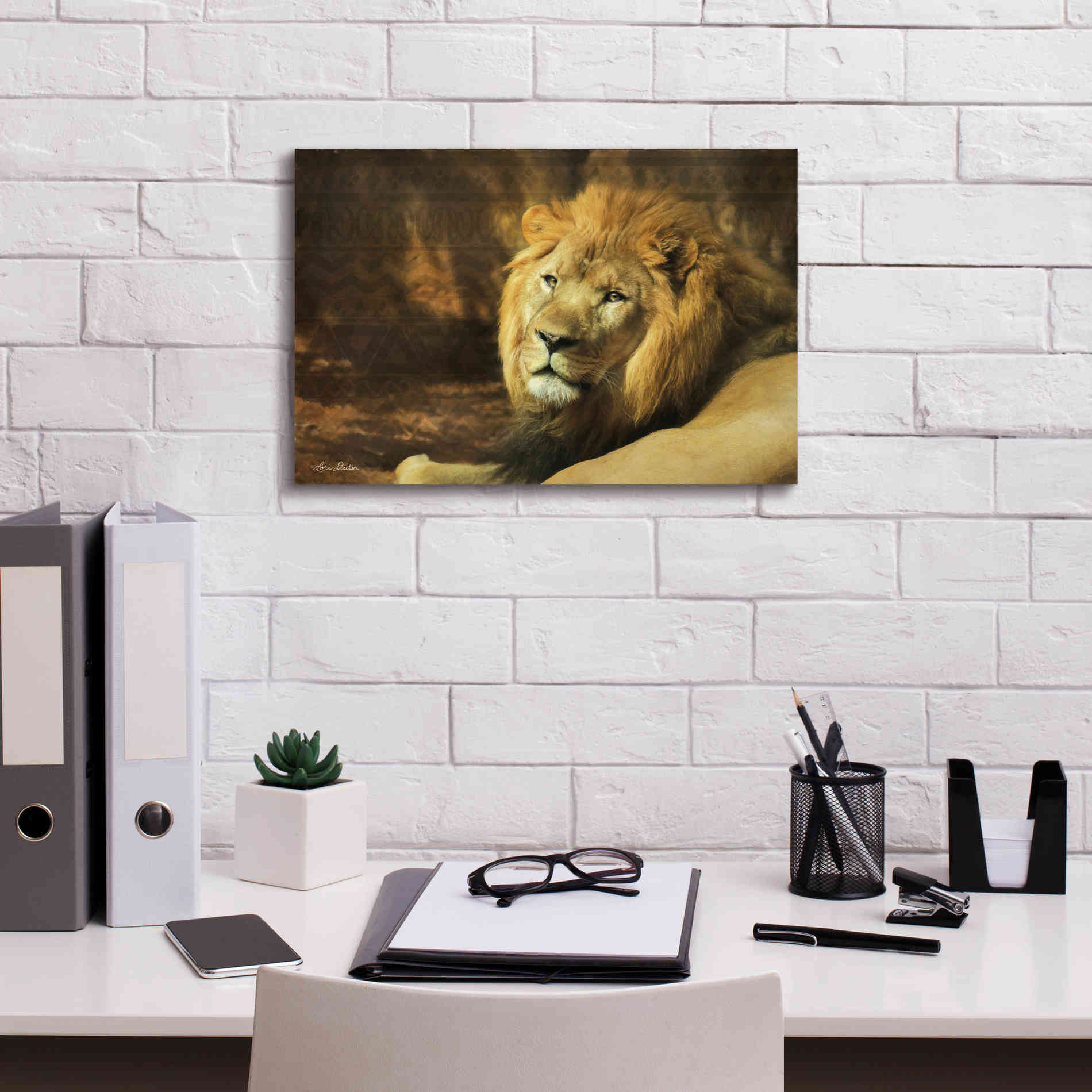 'Tribal Lion' by Lori Deiter Canvas Wall Art,18 x 12
