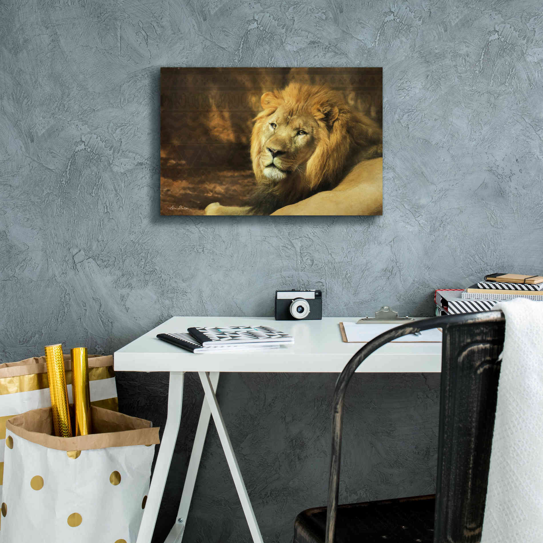 'Tribal Lion' by Lori Deiter Canvas Wall Art,18 x 12