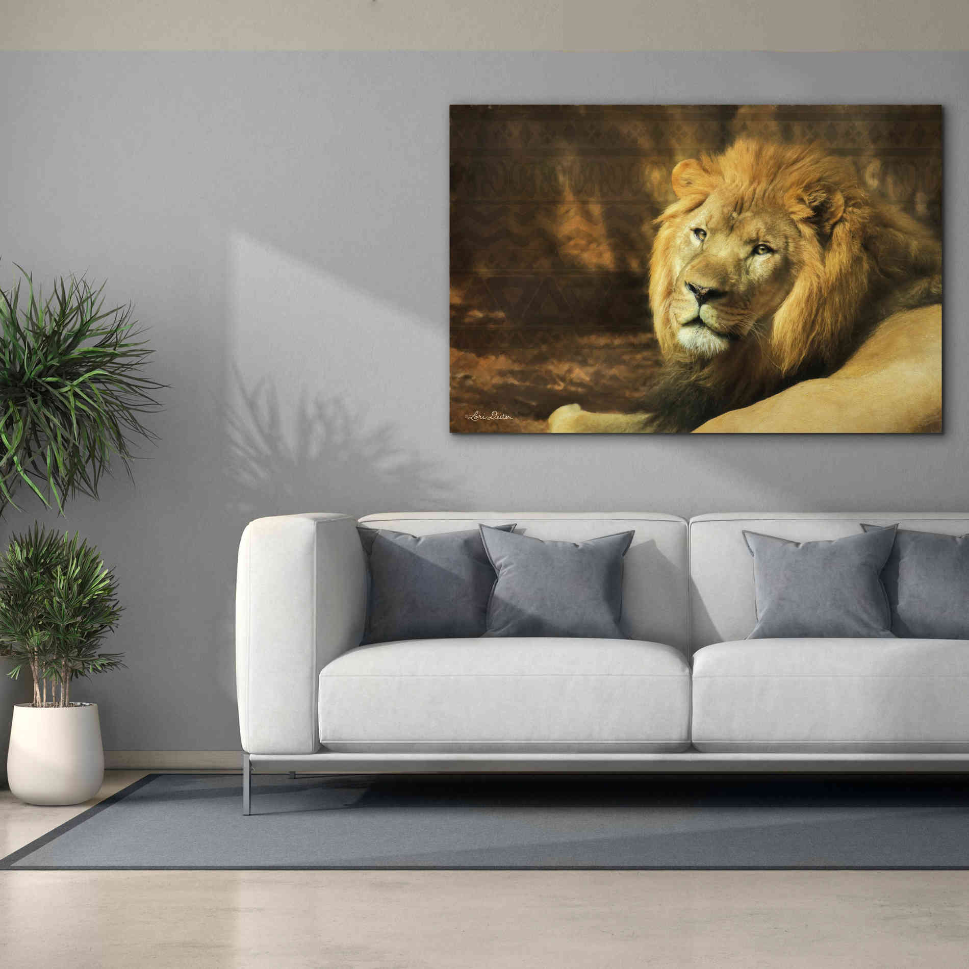 'Tribal Lion' by Lori Deiter Canvas Wall Art,60 x 40