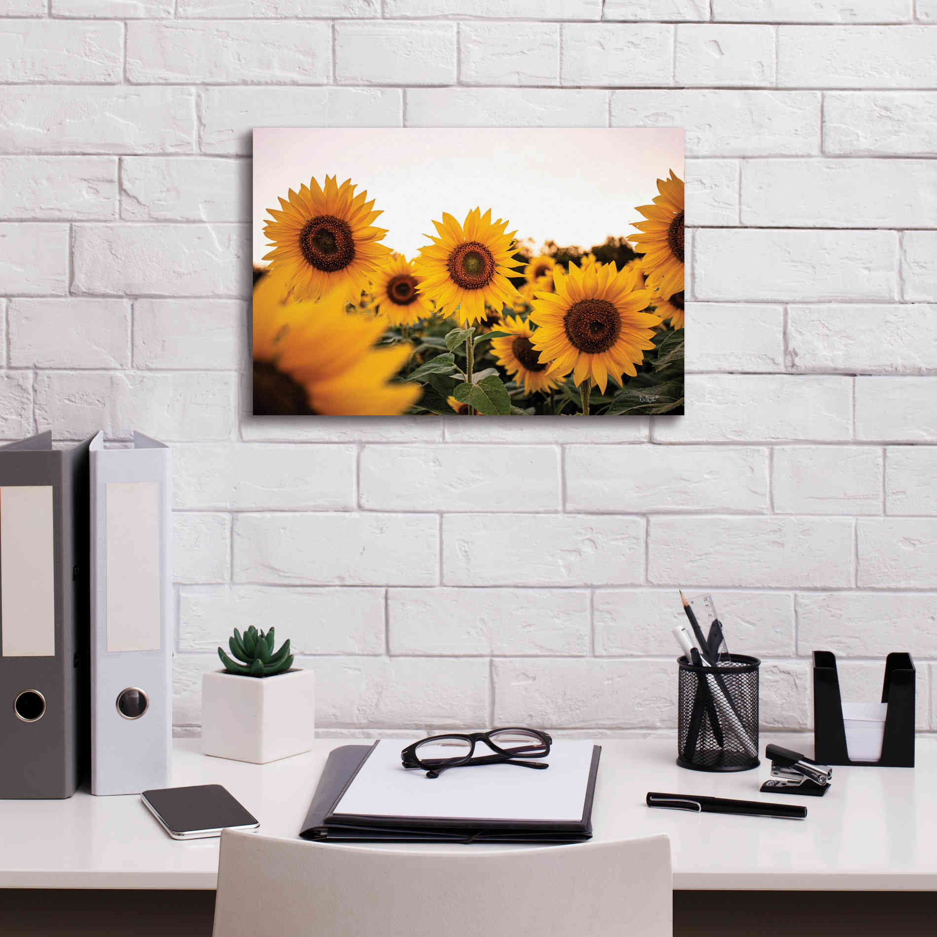 'Sunflower Field' by Donnie Quillen Canvas Wall Art,18 x 12