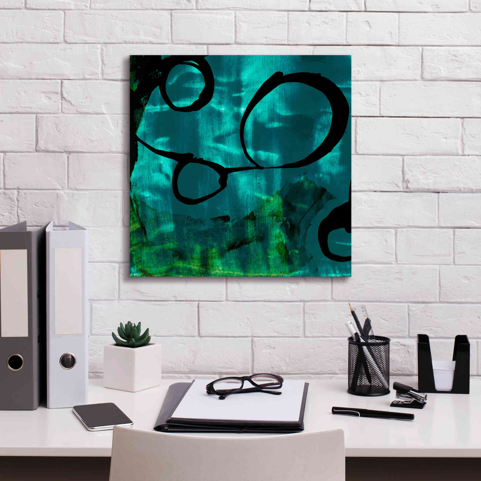 'Turquoise Element II' by Sisa Jasper Canvas Wall Art,18 x 18