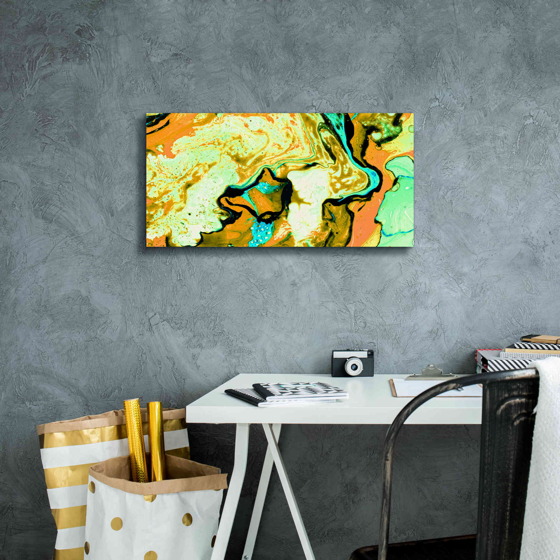'Orange Lava' Canvas Wall Art,24 x 12