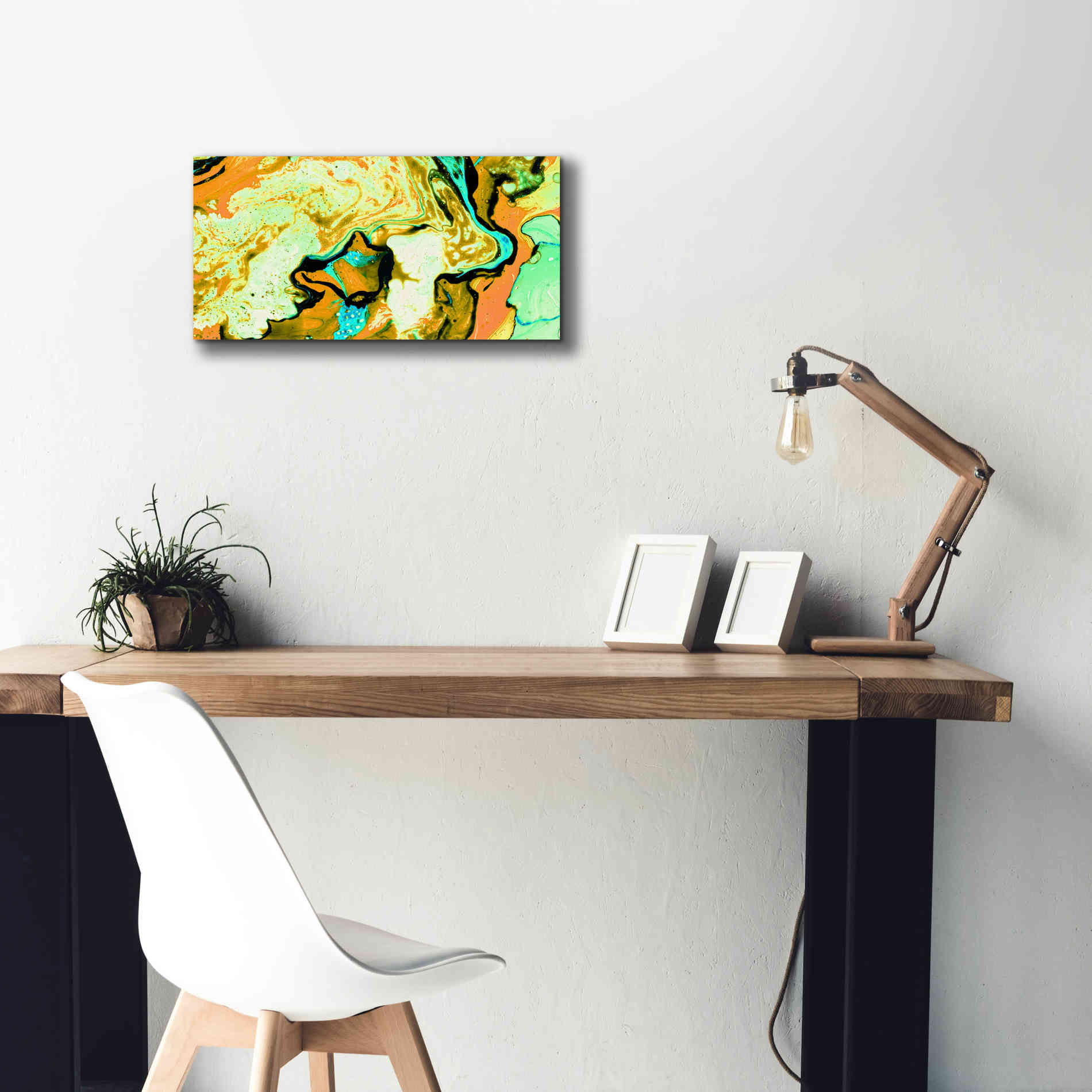 'Orange Lava' Canvas Wall Art,24 x 12