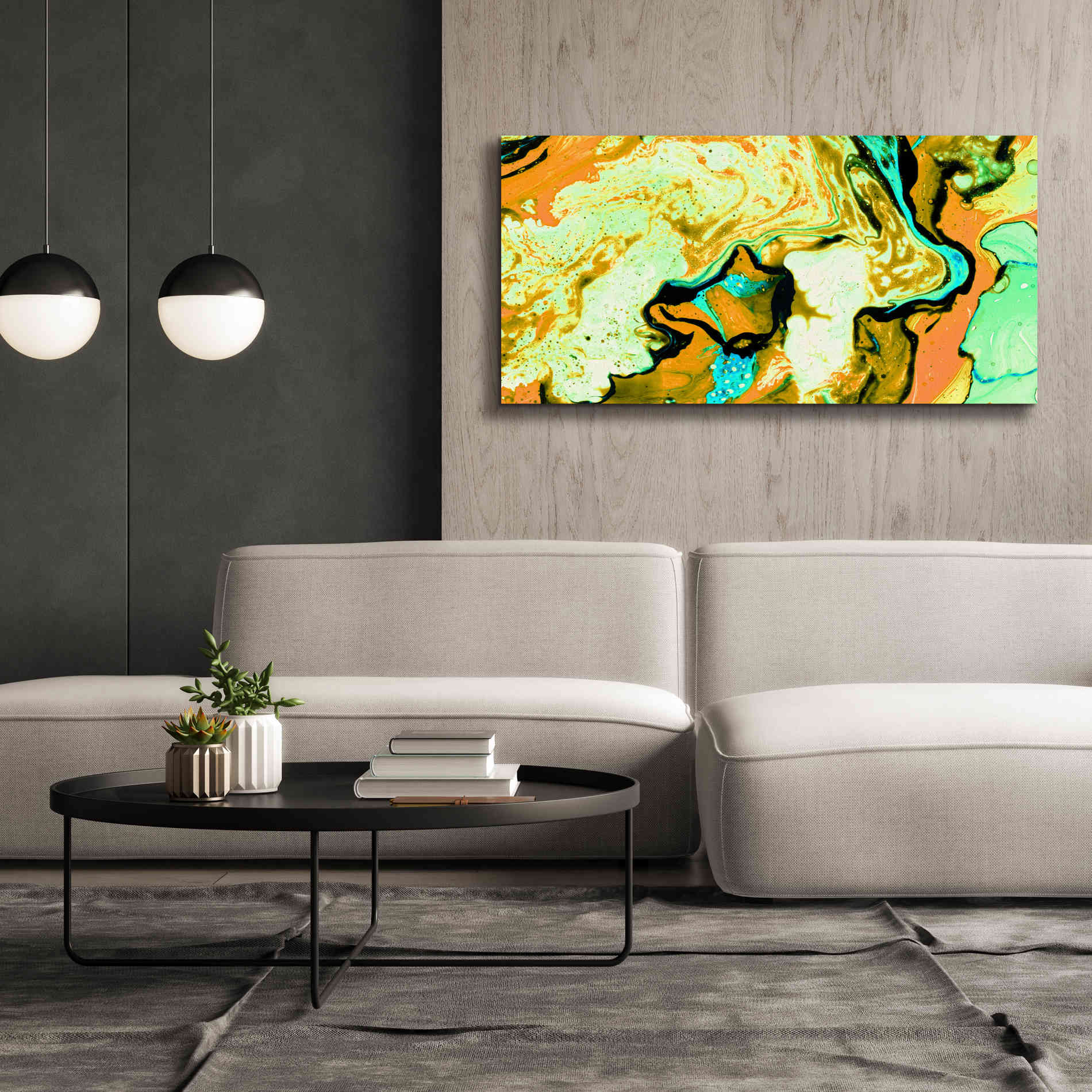 'Orange Lava' Canvas Wall Art,60 x 30