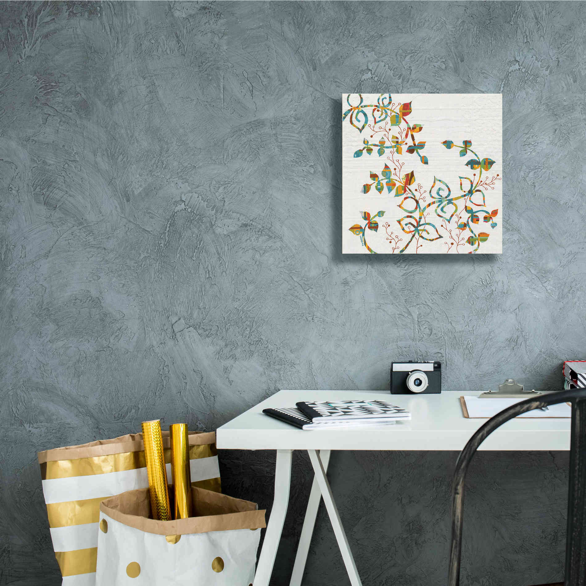 'Rainbow Vines with Berries Spice' by Kathy Ferguson, Canvas Wall Art,12 x 12