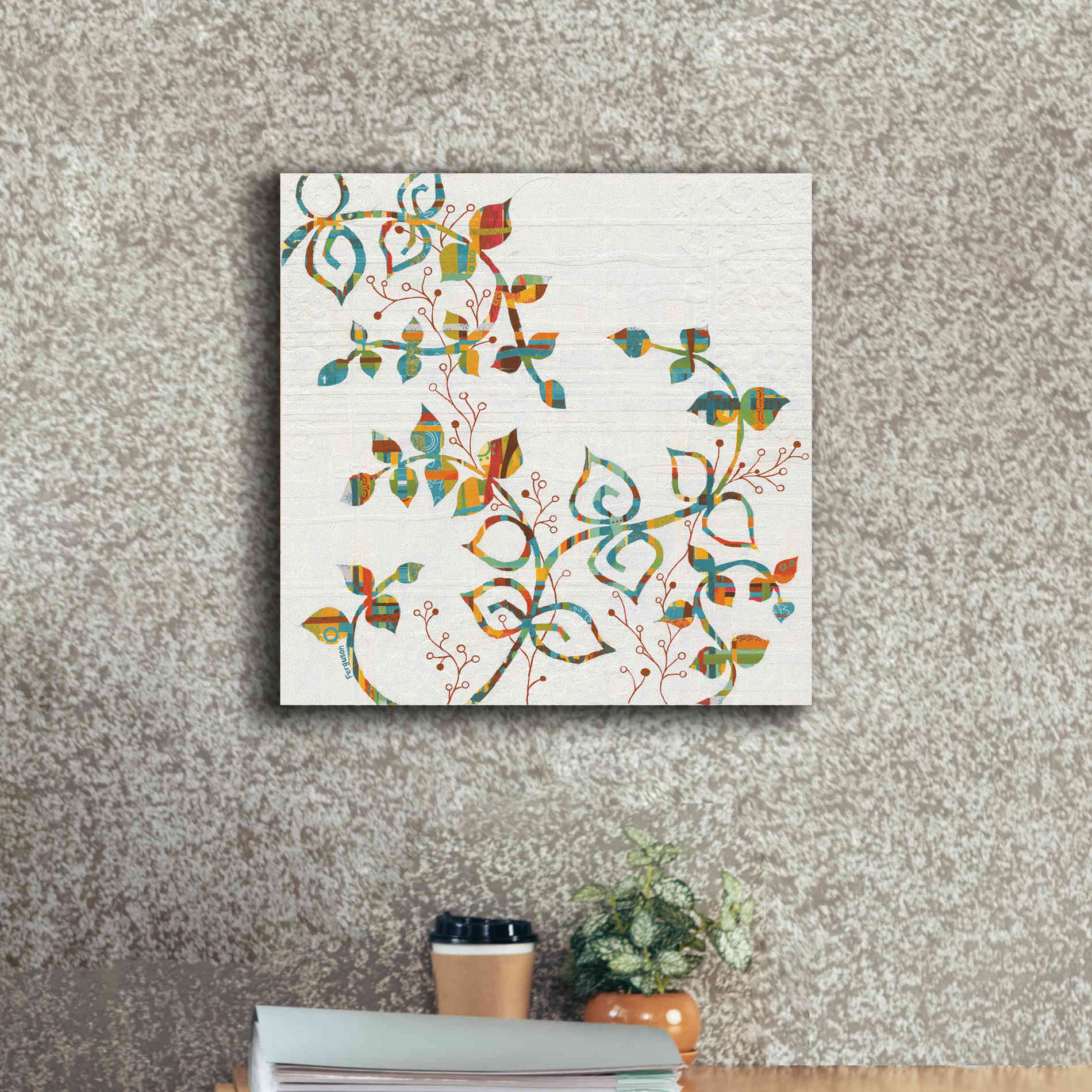 'Rainbow Vines with Berries Spice' by Kathy Ferguson, Canvas Wall Art,18 x 18