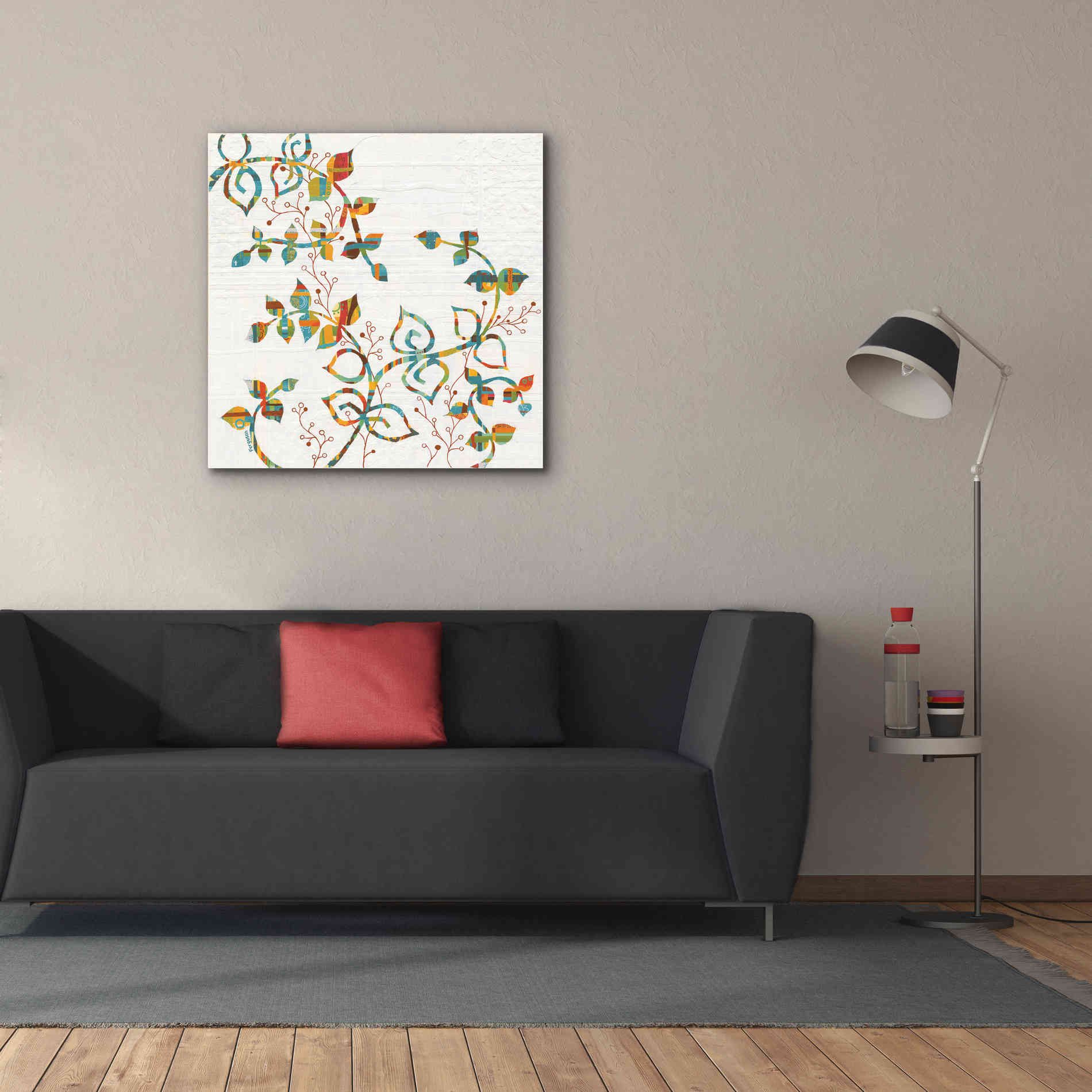 'Rainbow Vines with Berries Spice' by Kathy Ferguson, Canvas Wall Art,37 x 37