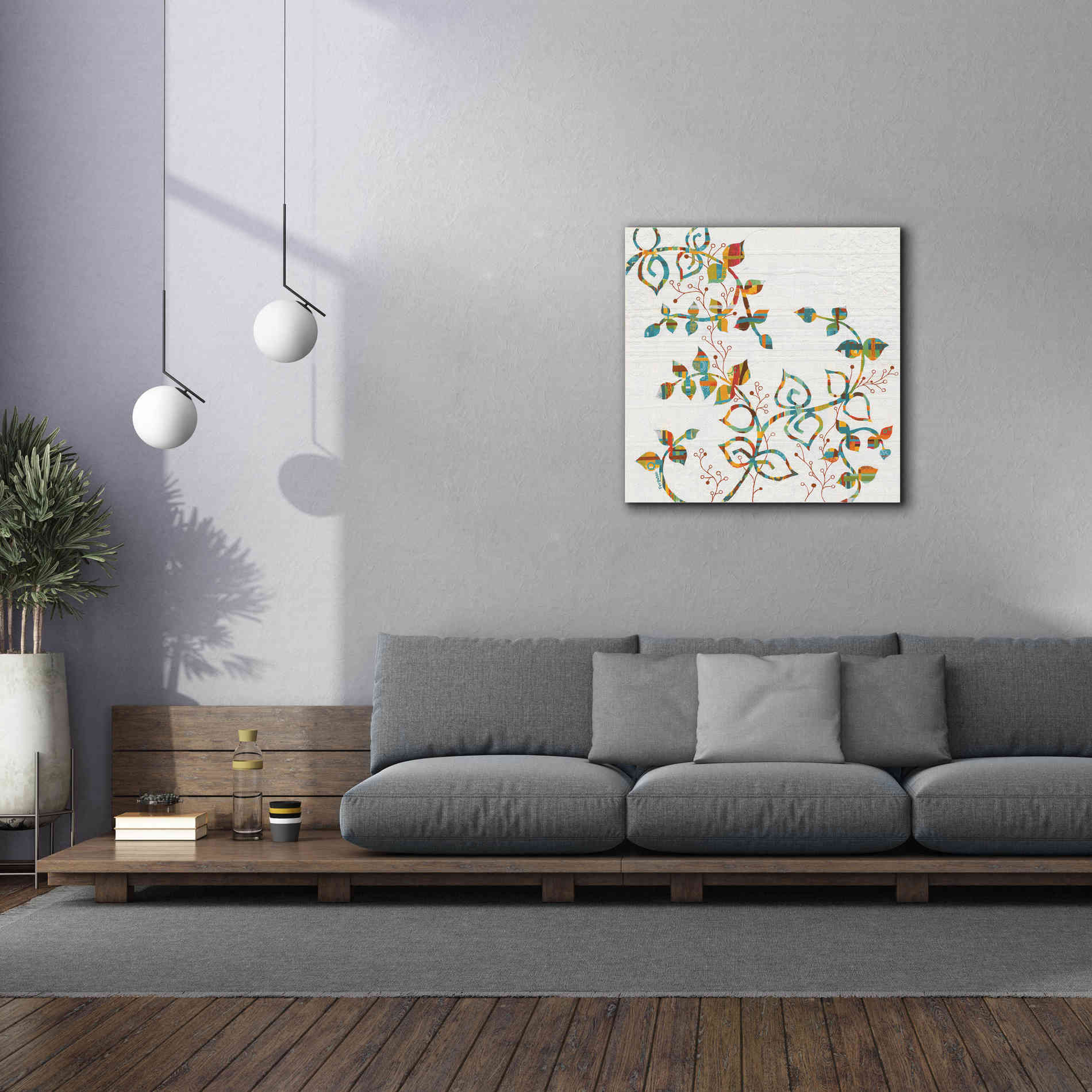 'Rainbow Vines with Berries Spice' by Kathy Ferguson, Canvas Wall Art,37 x 37