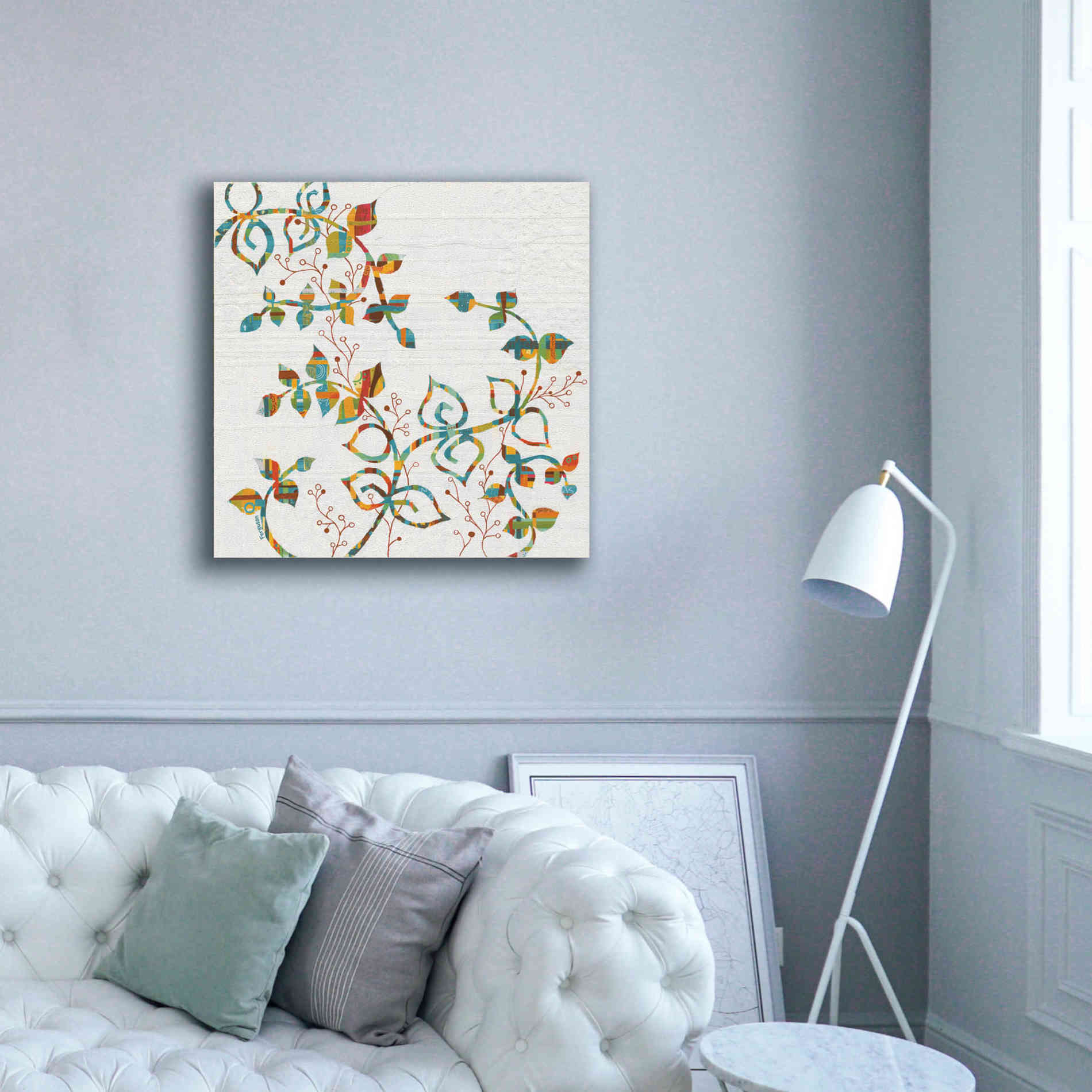 'Rainbow Vines with Berries Spice' by Kathy Ferguson, Canvas Wall Art,37 x 37
