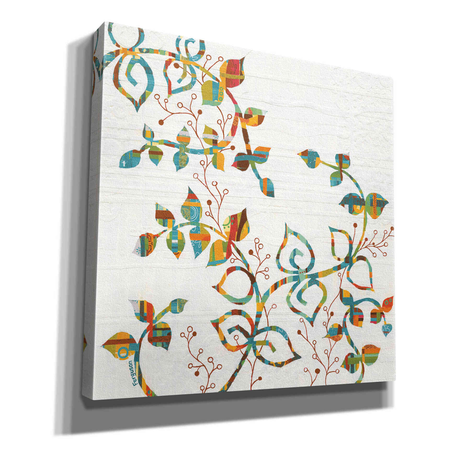'Rainbow Vines with Berries Spice' by Kathy Ferguson, Canvas Wall Art