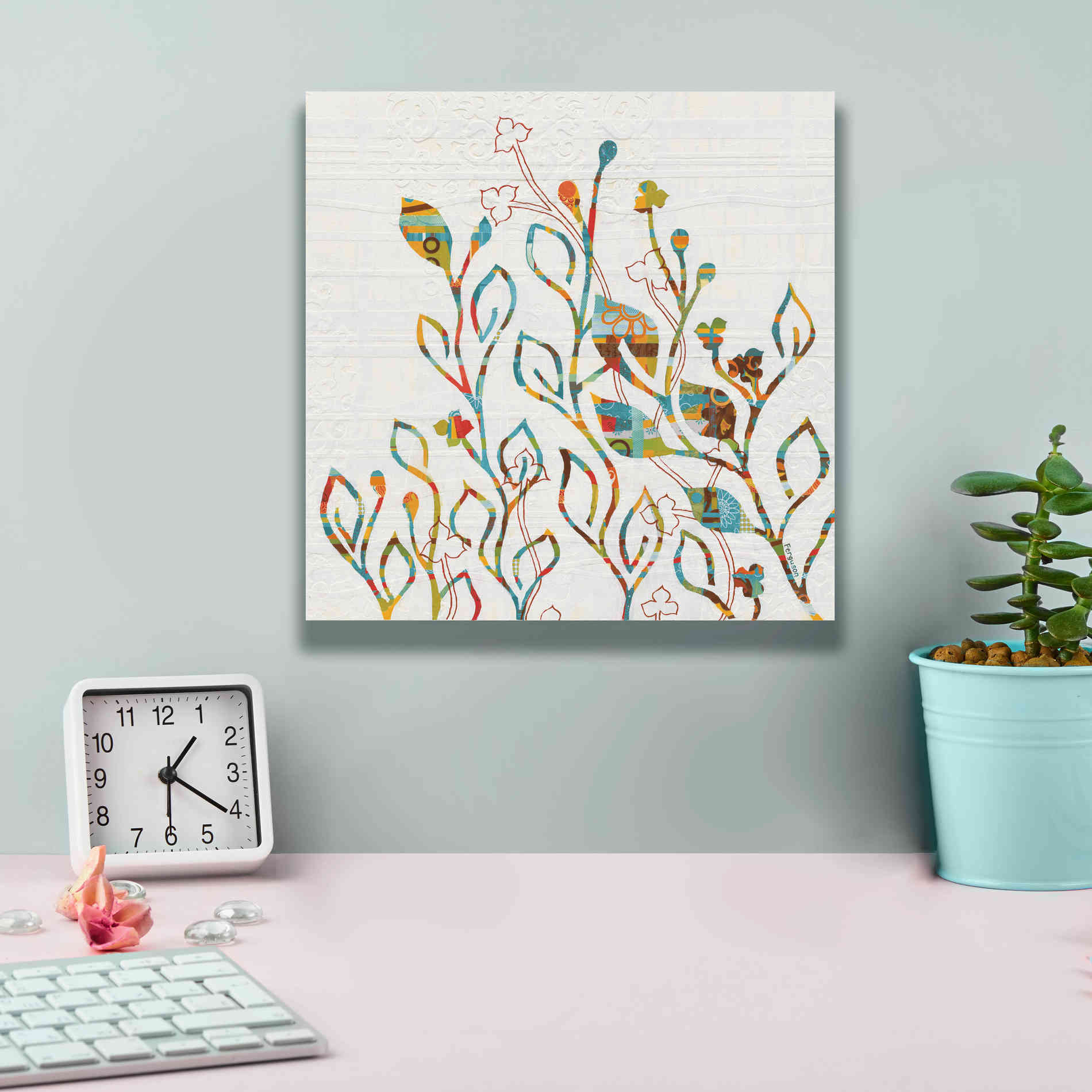 'Rainbow Vines with Flowers Spice' by Kathy Ferguson, Canvas Wall Art,12 x 12