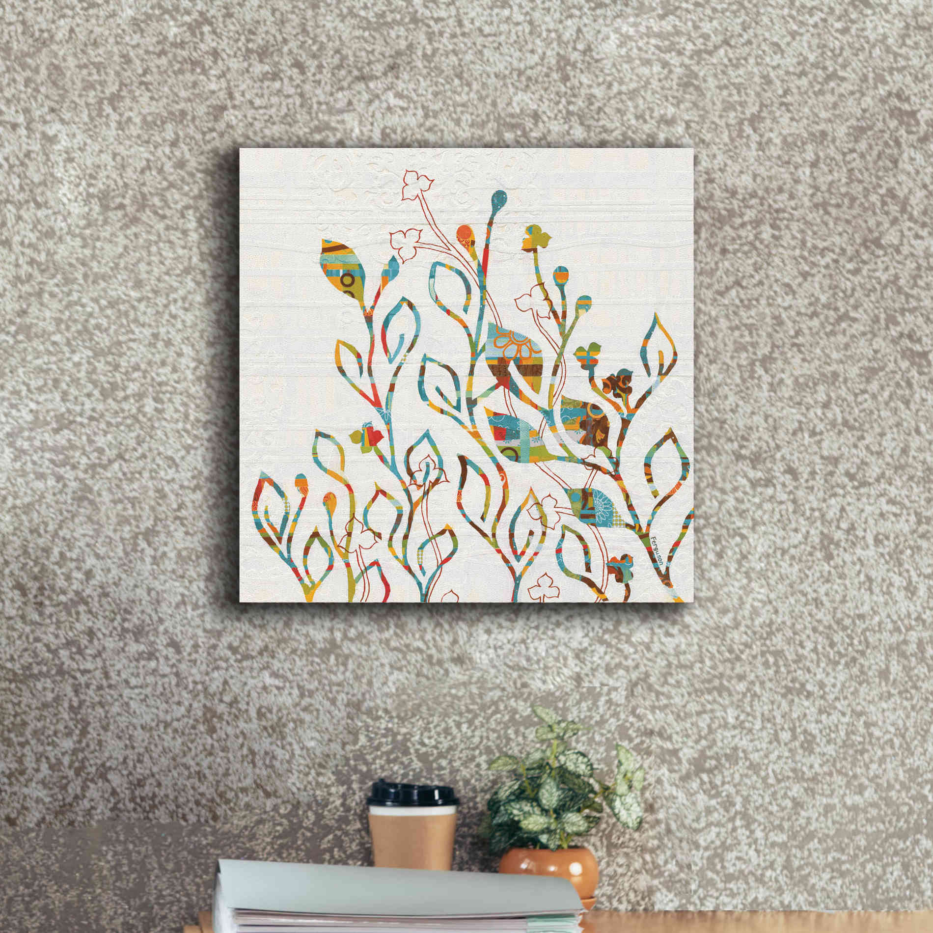 'Rainbow Vines with Flowers Spice' by Kathy Ferguson, Canvas Wall Art,18 x 18