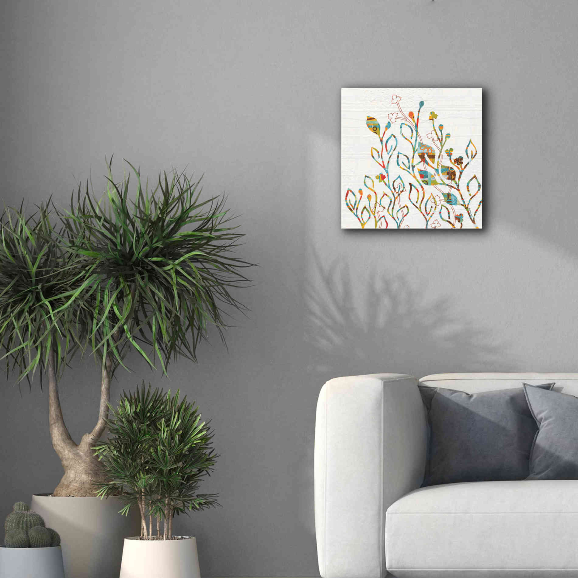 'Rainbow Vines with Flowers Spice' by Kathy Ferguson, Canvas Wall Art,18 x 18