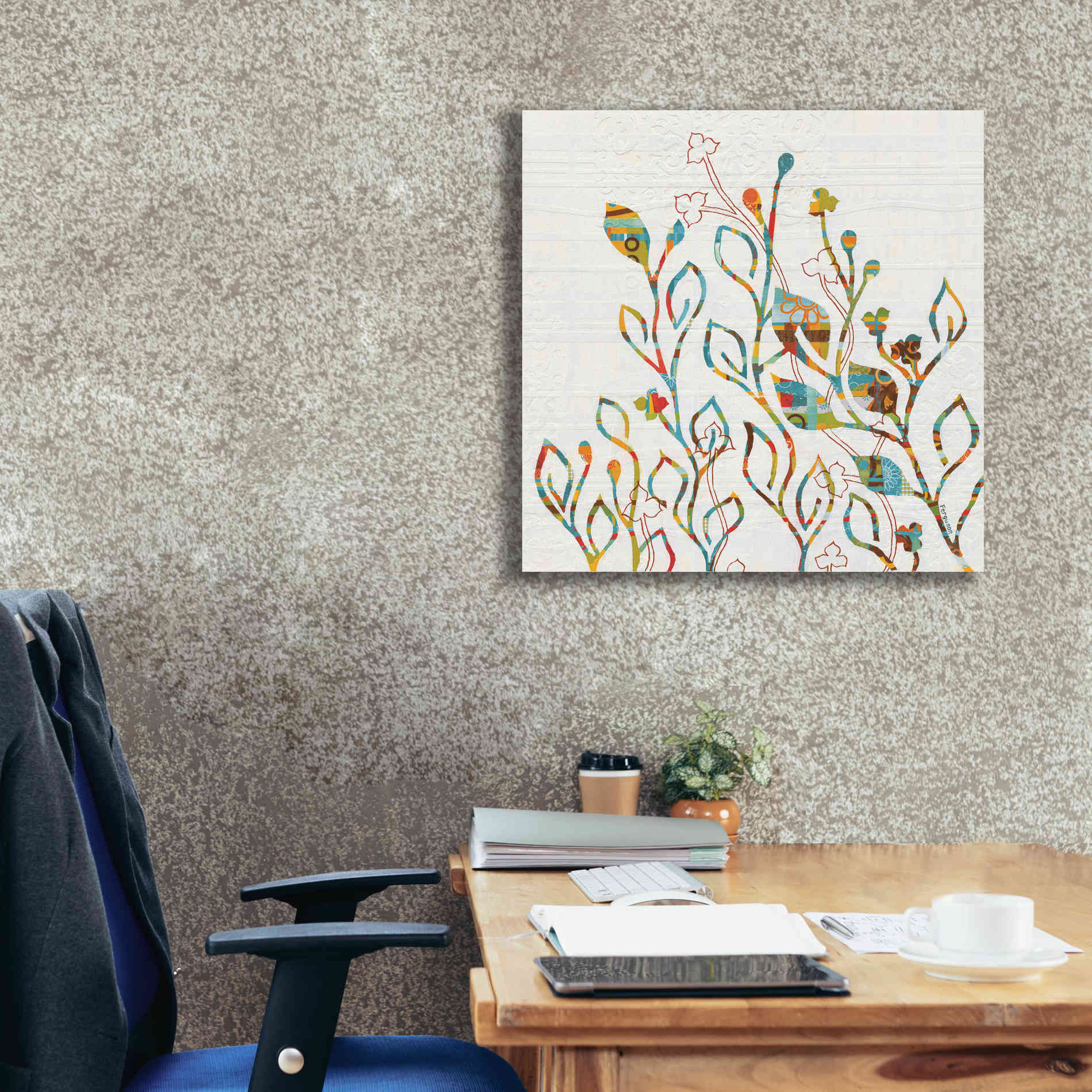 'Rainbow Vines with Flowers Spice' by Kathy Ferguson, Canvas Wall Art,26 x 26