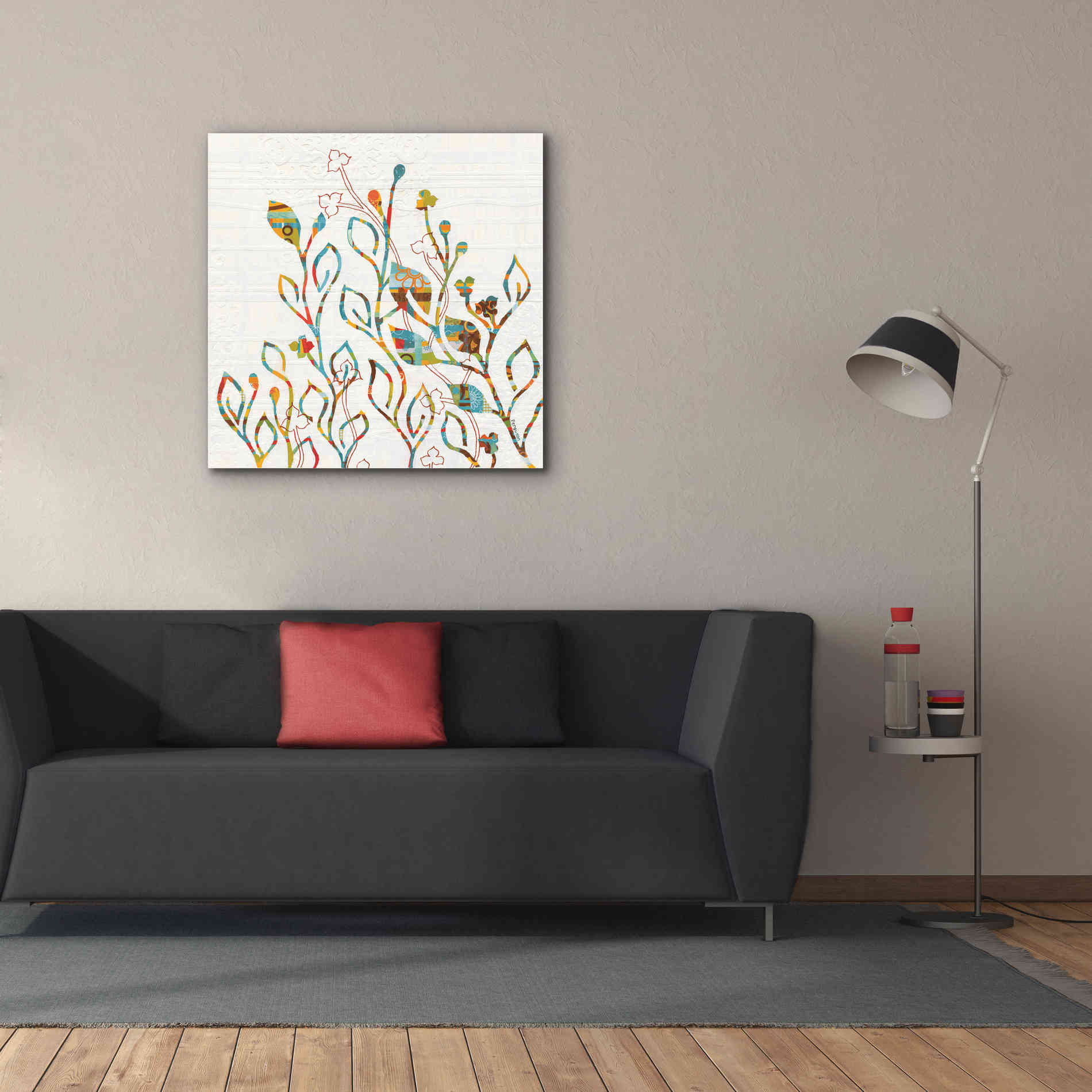 'Rainbow Vines with Flowers Spice' by Kathy Ferguson, Canvas Wall Art,37 x 37