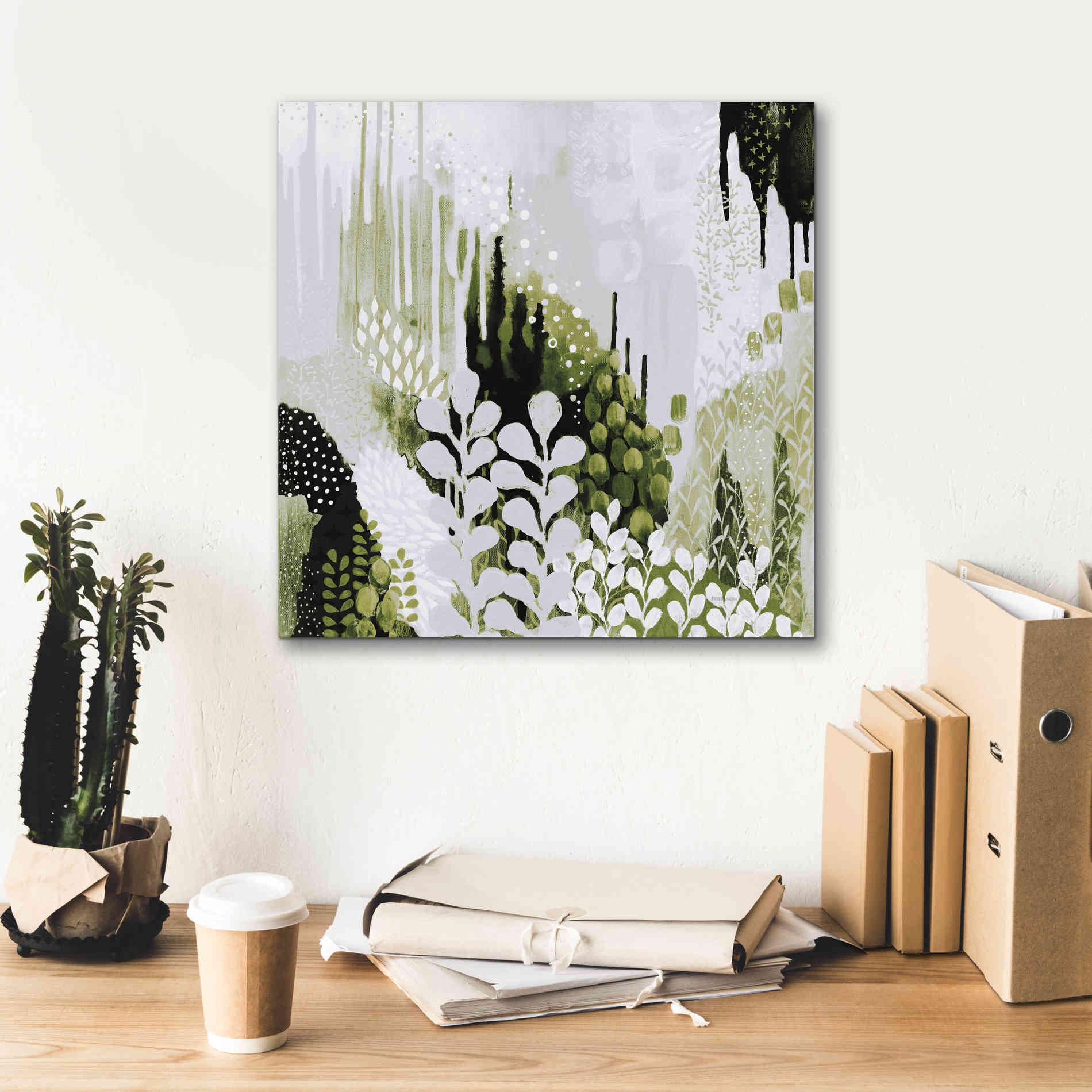 'BW Forest II with Green' by Kathy Ferguson, Canvas Wall Art,18 x 18