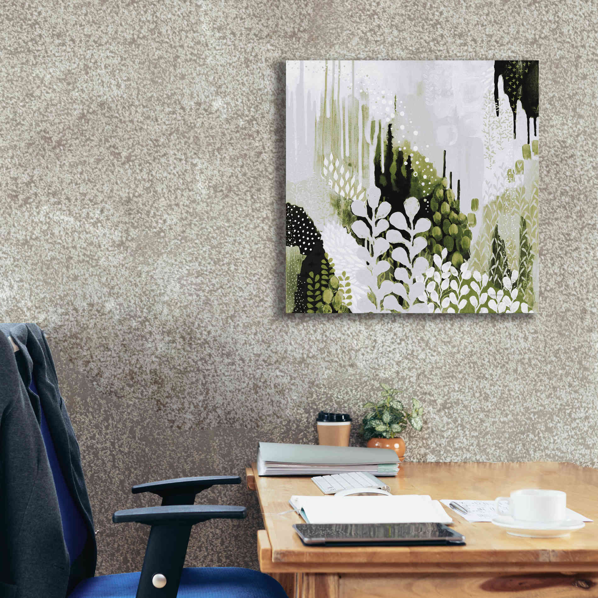 'BW Forest II with Green' by Kathy Ferguson, Canvas Wall Art,26 x 26