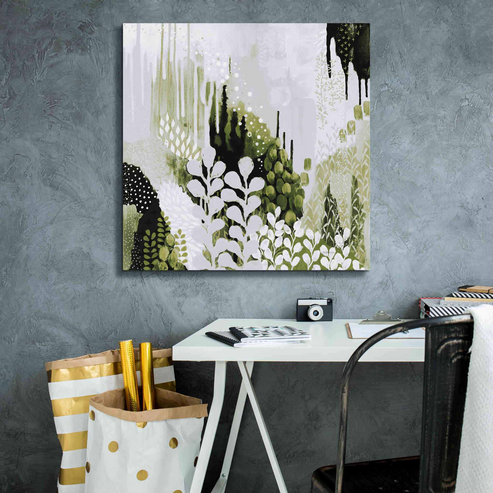 'BW Forest II with Green' by Kathy Ferguson, Canvas Wall Art,26 x 26