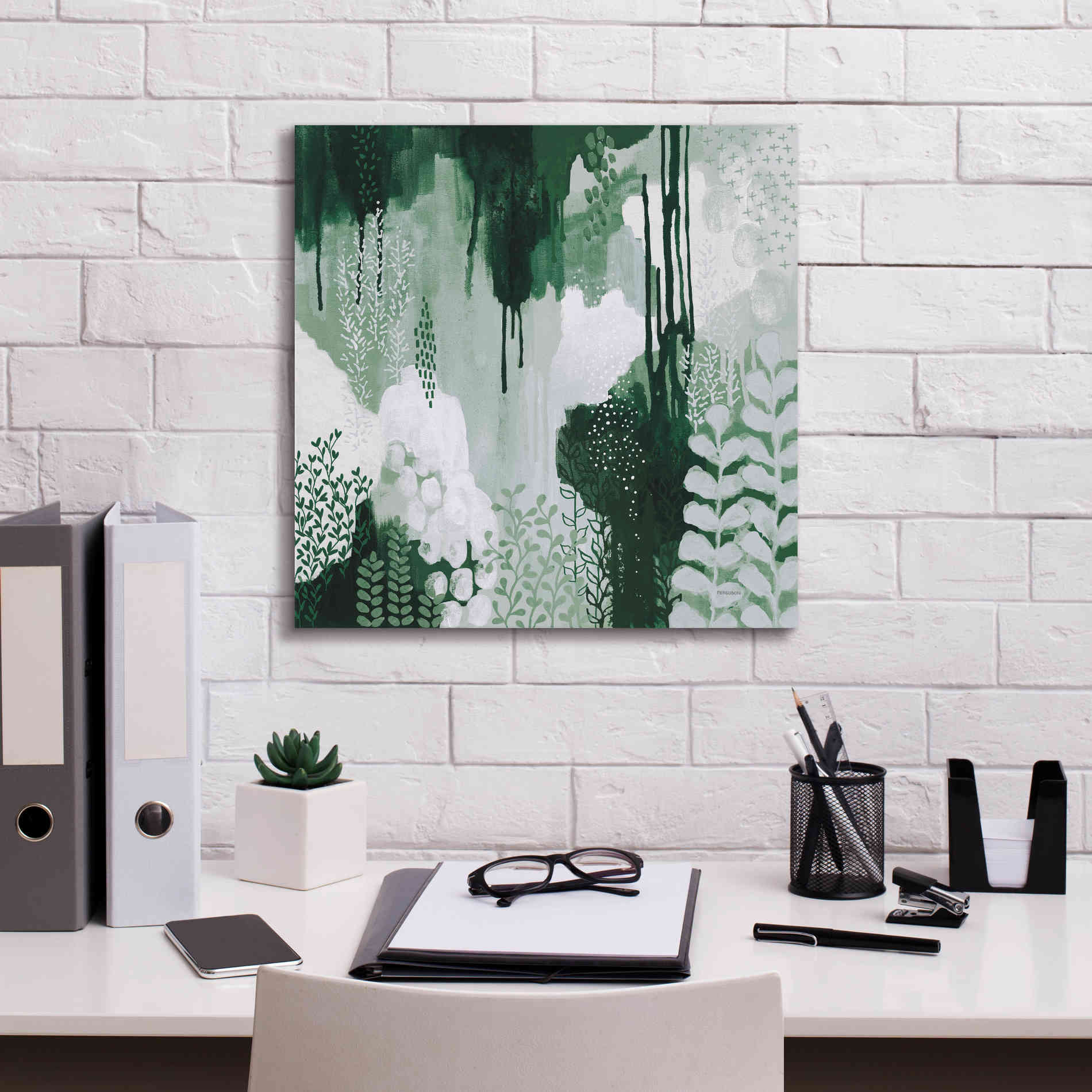 'Light Green Forest I' by Kathy Ferguson, Canvas Wall Art,18 x 18