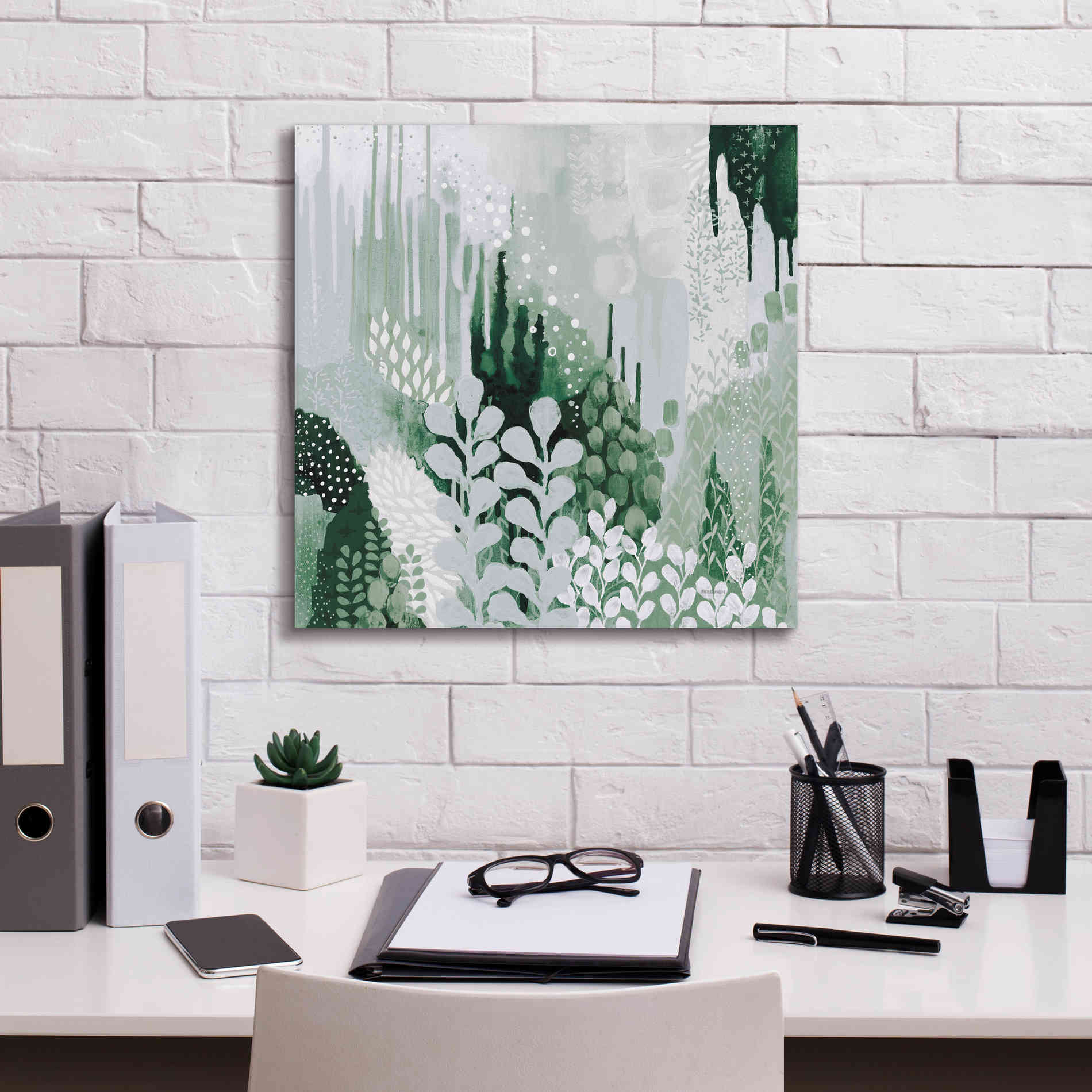 'Light Green Forest II' by Kathy Ferguson, Canvas Wall Art,18 x 18