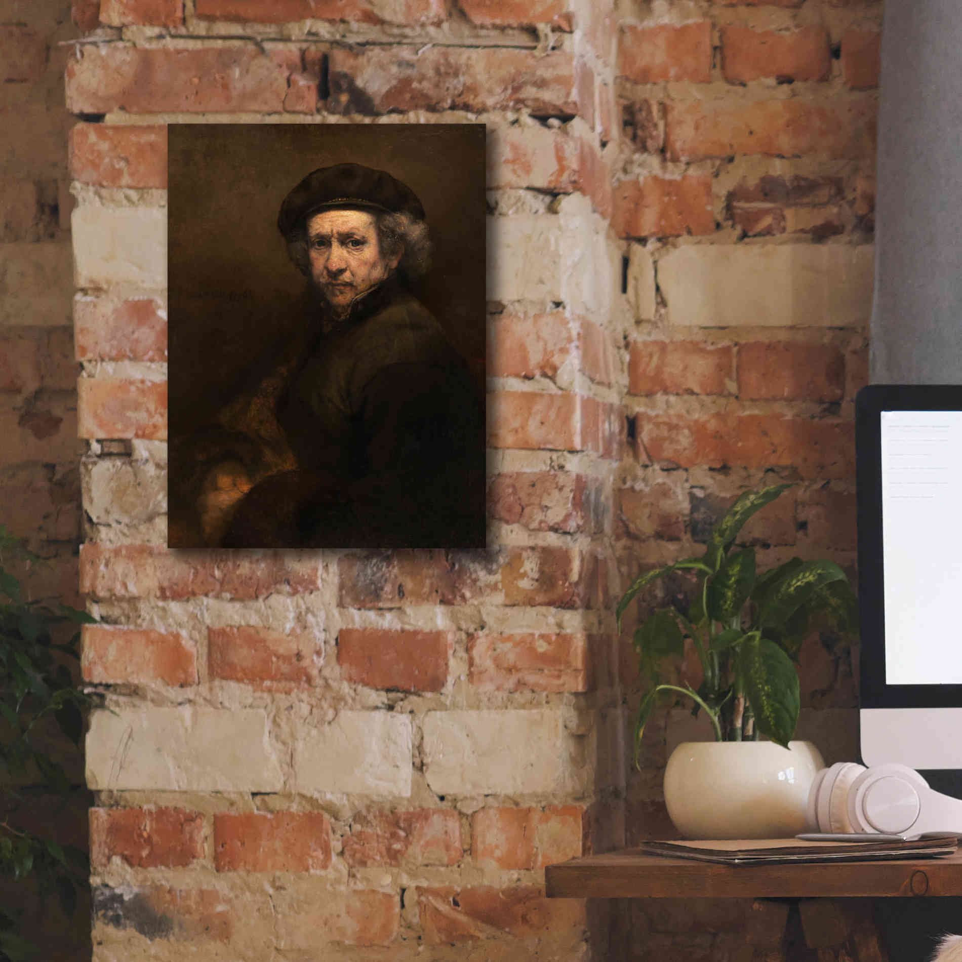 'Self-Portrait' by Rembrandt, Canvas Wall Art,12 x 16