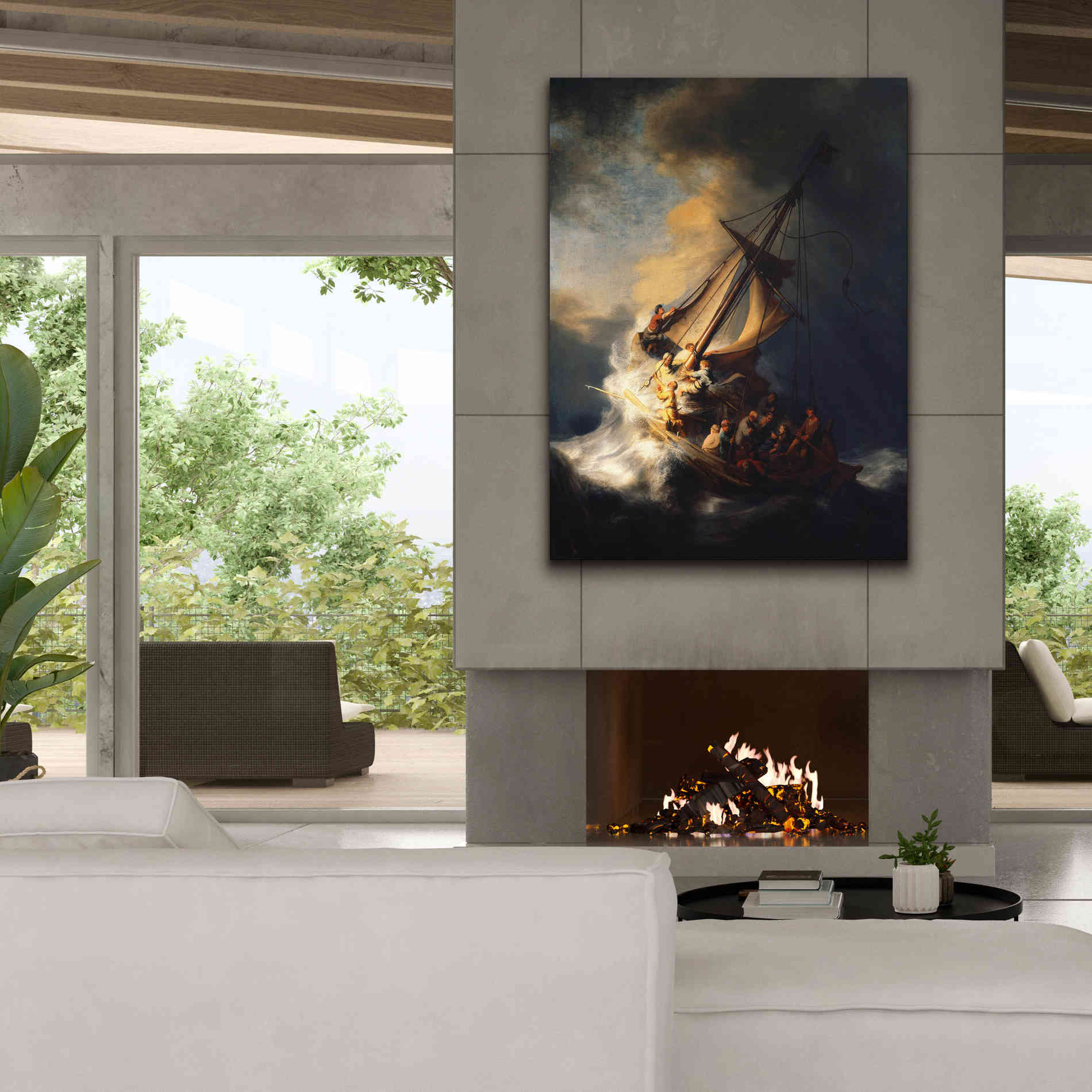 'The Storm on the Sea of Galilee' by Rembrandt, Canvas Wall Art,40 x 54