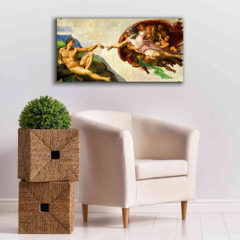 Image of 'The Creation of Adam' by Michelangelo,  Canvas Wall Art,40 x 20