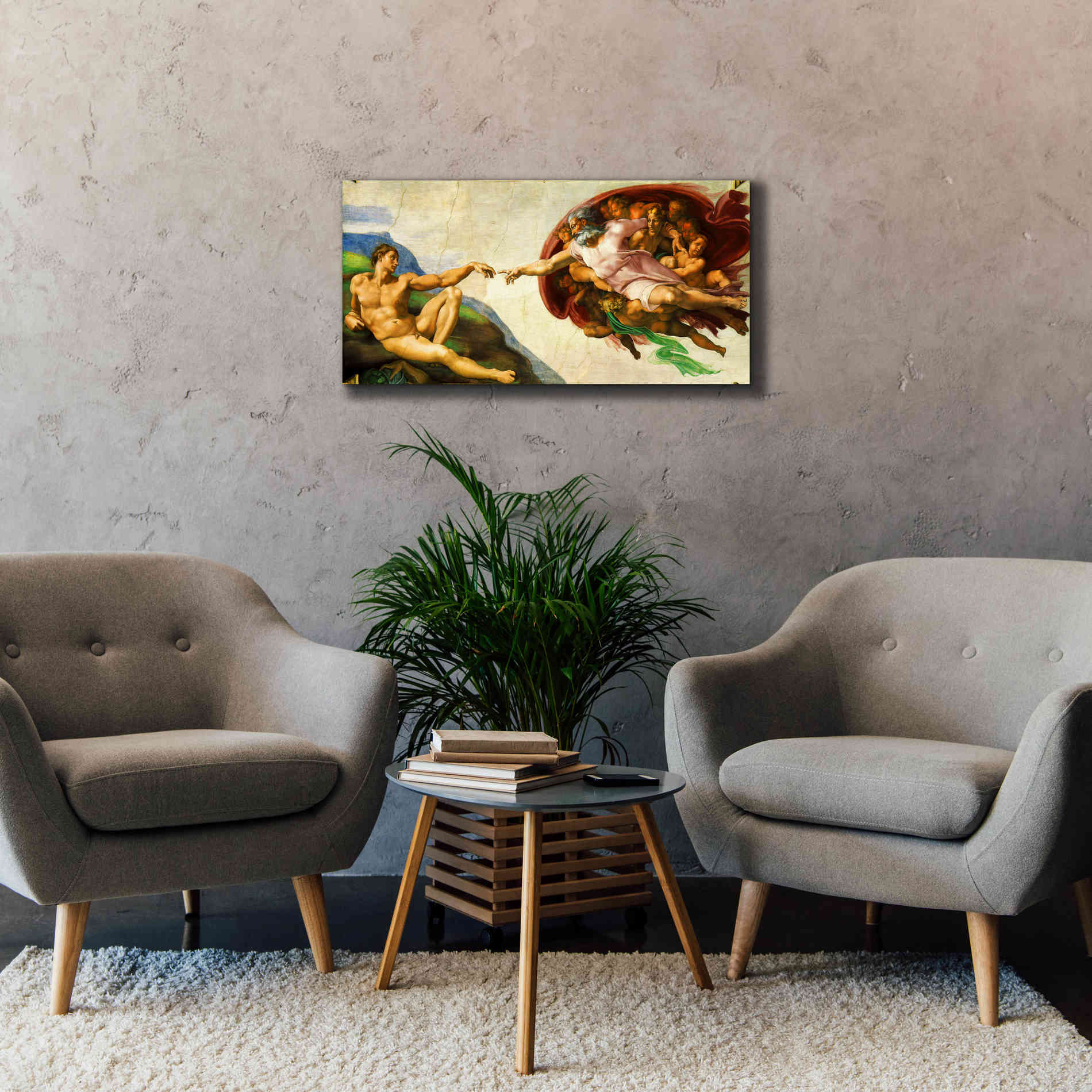 'The Creation of Adam' by Michelangelo,  Canvas Wall Art,40 x 20