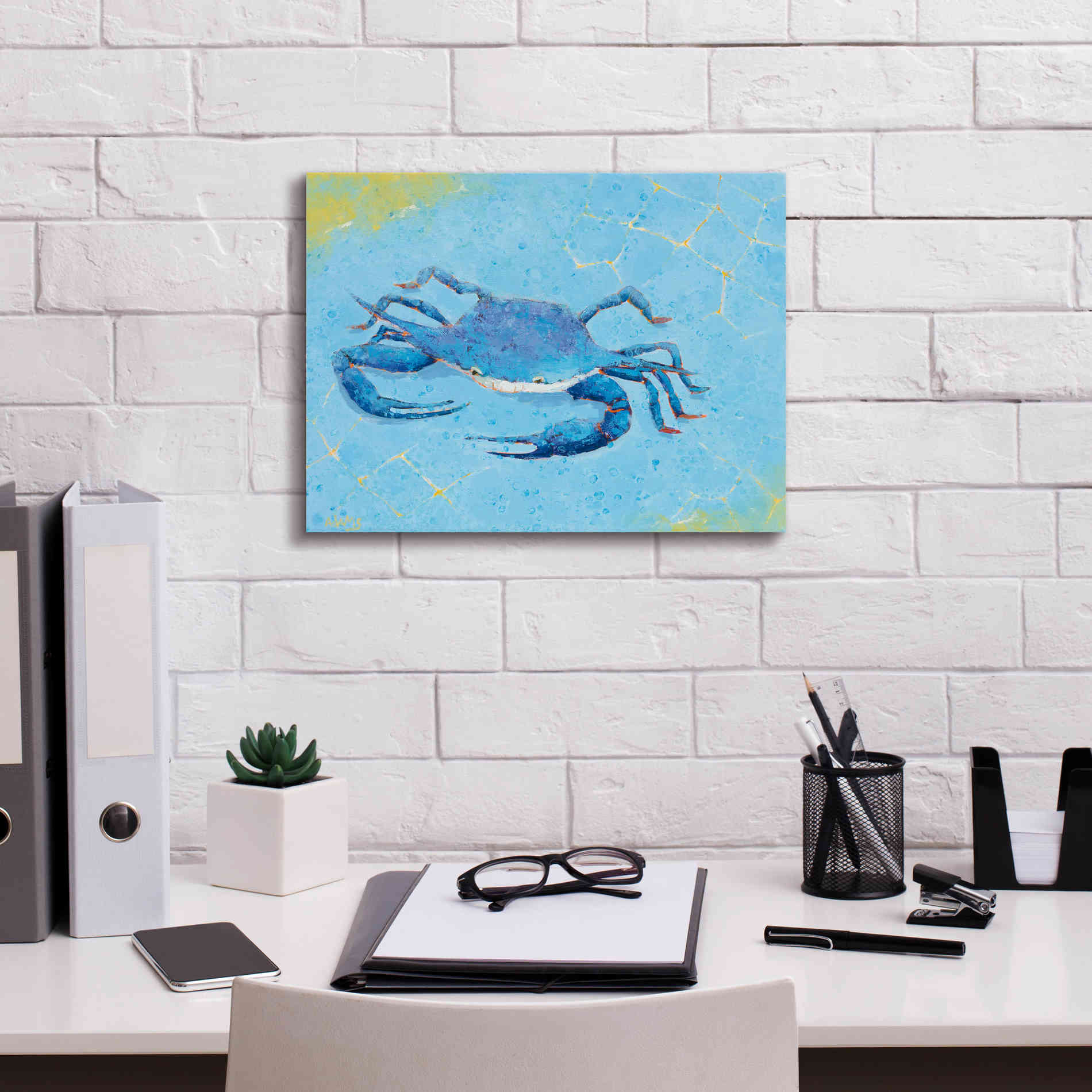 'Blue Crab V' by Phyllis Adams, Canvas Wall Art,16 x 12