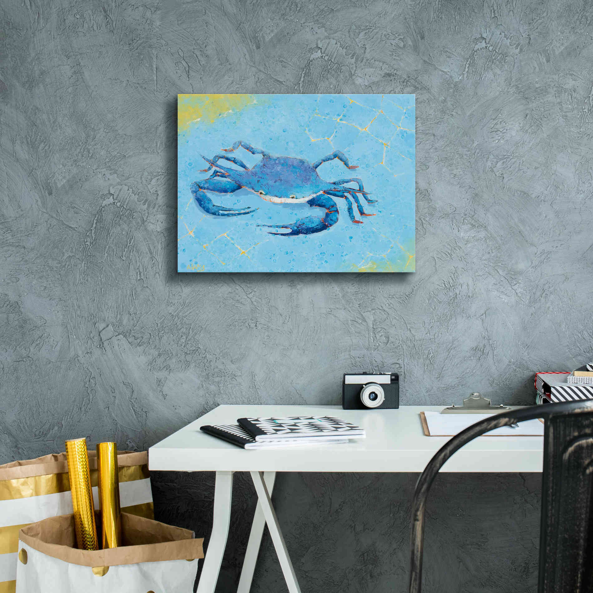 'Blue Crab V' by Phyllis Adams, Canvas Wall Art,16 x 12