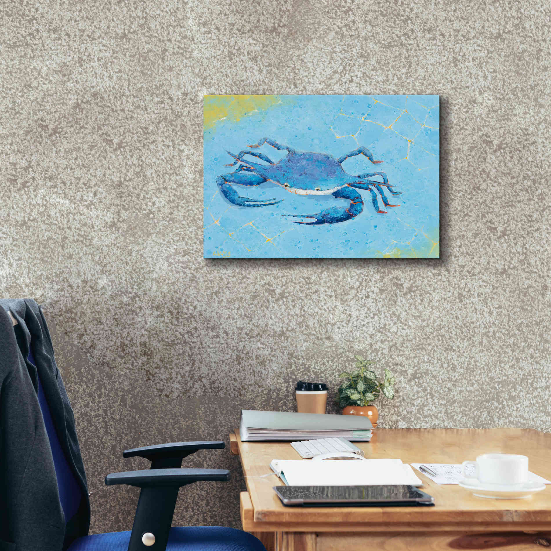 'Blue Crab V' by Phyllis Adams, Canvas Wall Art,24 x 20