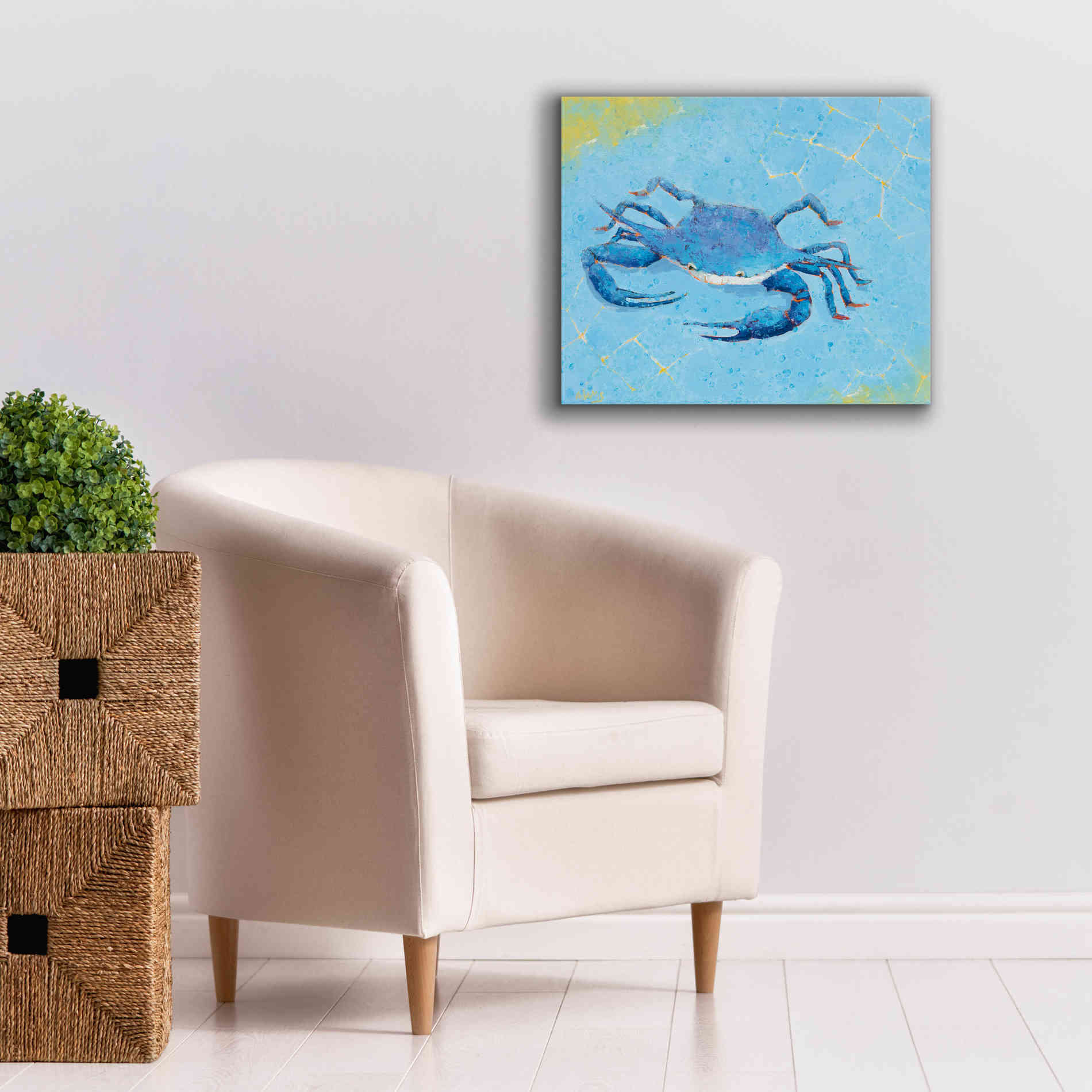 'Blue Crab V' by Phyllis Adams, Canvas Wall Art,24 x 20