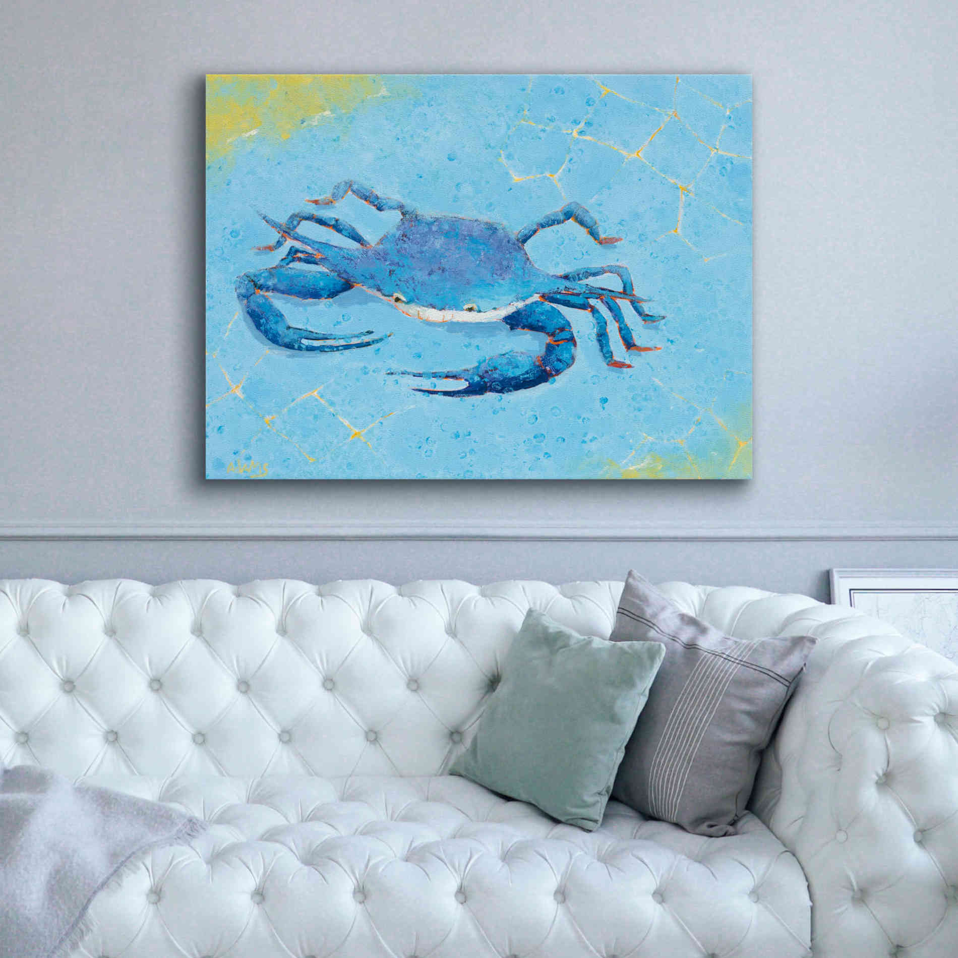'Blue Crab V' by Phyllis Adams, Canvas Wall Art,54 x 40