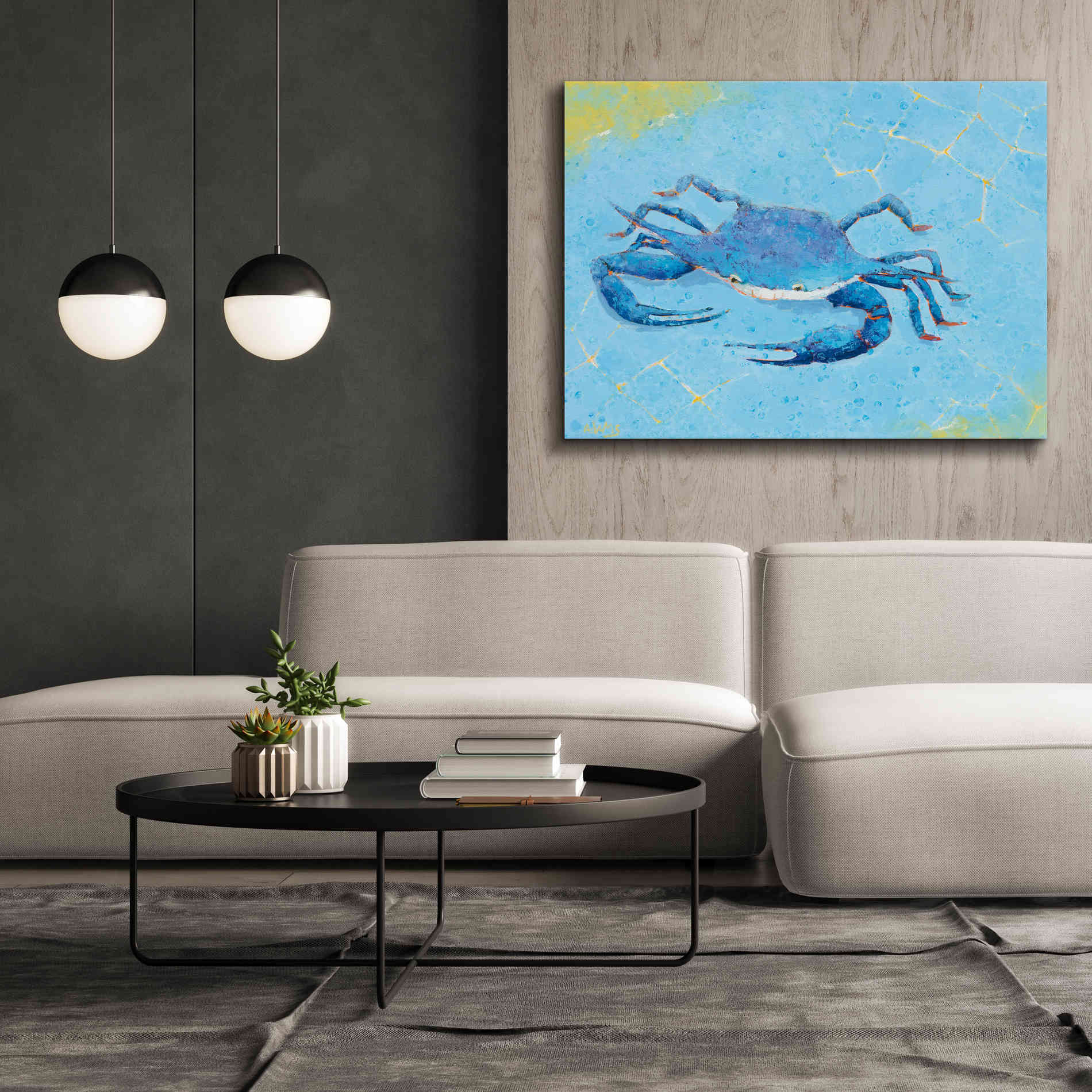 'Blue Crab V' by Phyllis Adams, Canvas Wall Art,54 x 40