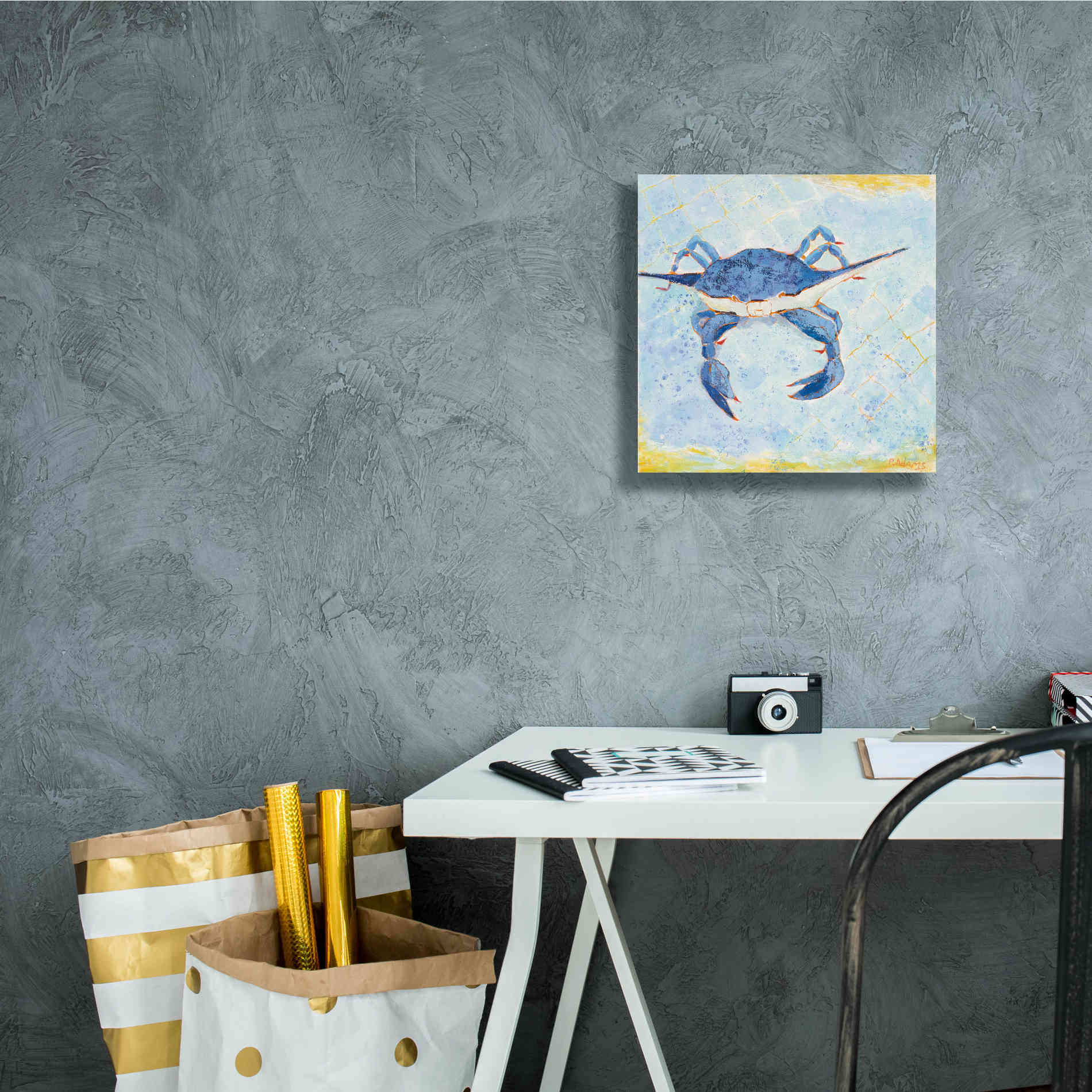 'Blue Crab VI' by Phyllis Adams, Canvas Wall Art,12 x 12