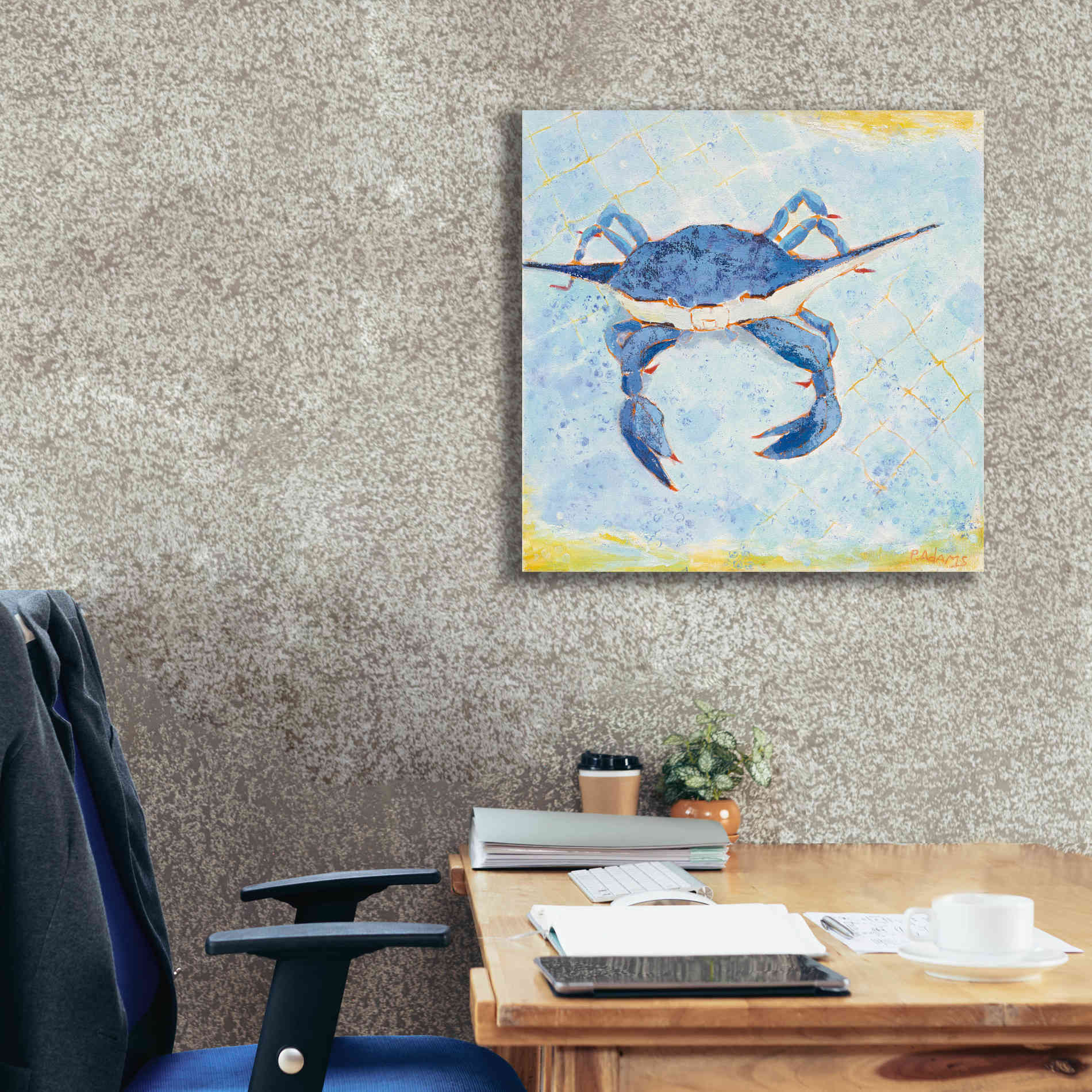 'Blue Crab VI' by Phyllis Adams, Canvas Wall Art,26 x 26