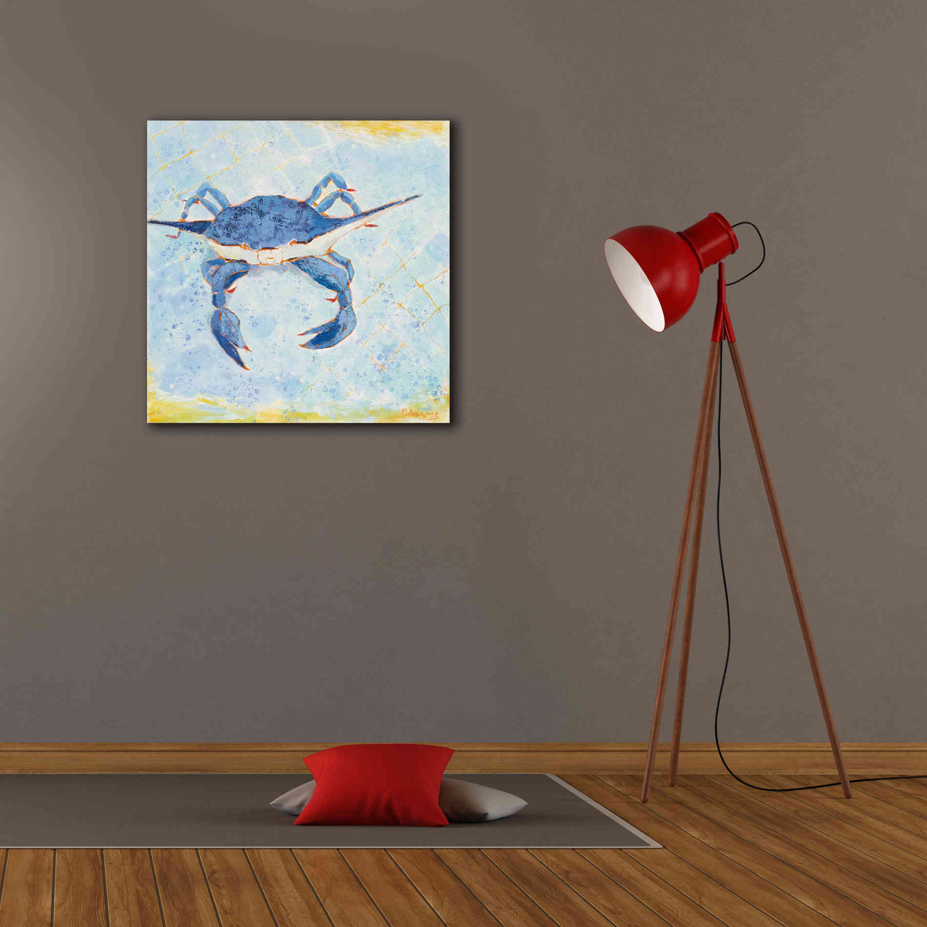 'Blue Crab VI' by Phyllis Adams, Canvas Wall Art,26 x 26