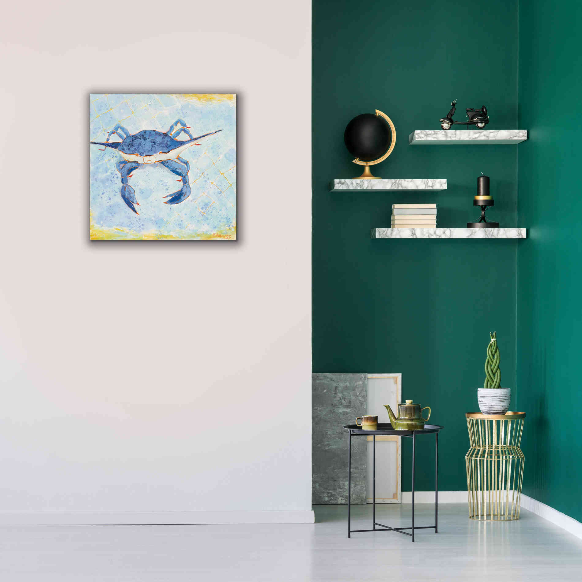 'Blue Crab VI' by Phyllis Adams, Canvas Wall Art,26 x 26