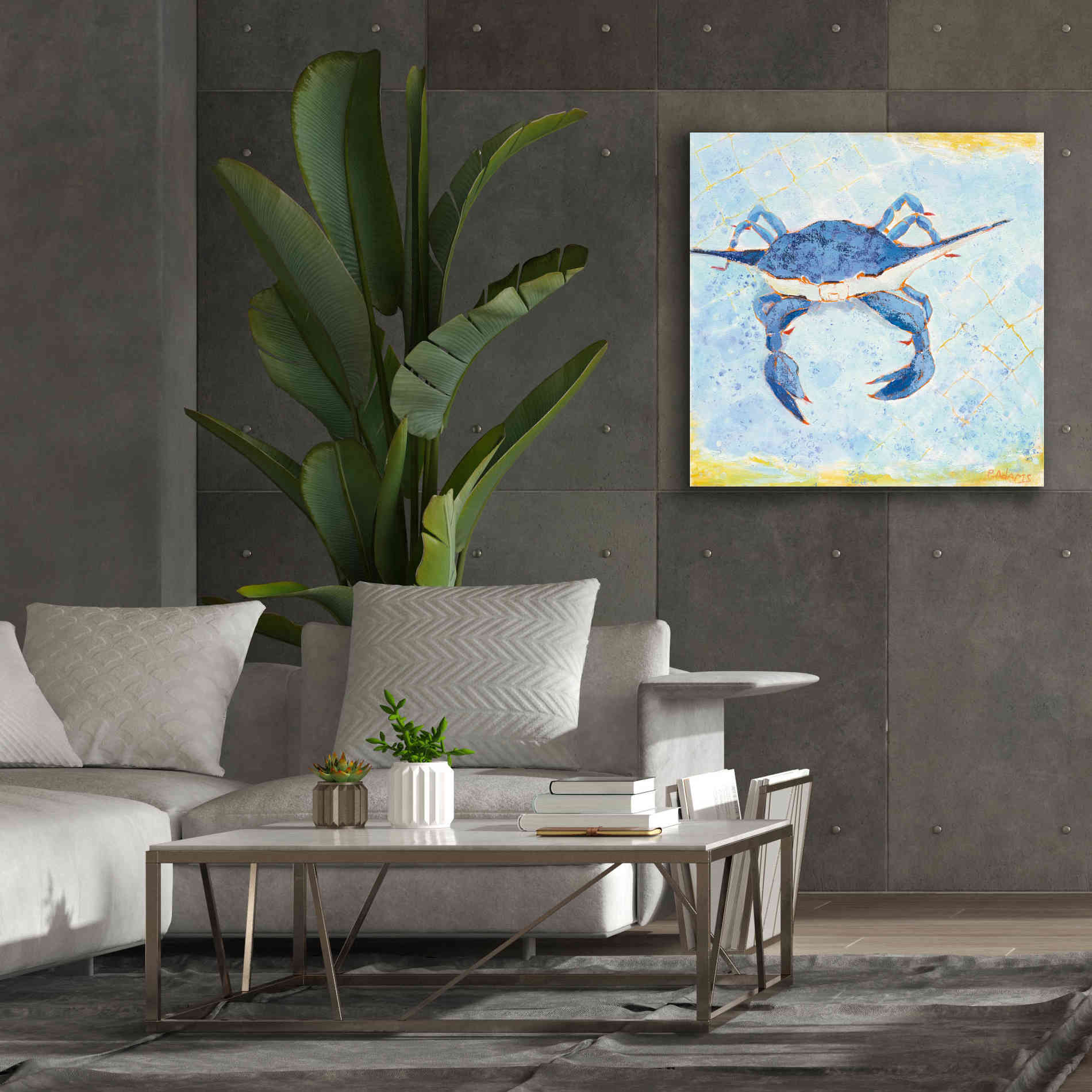 'Blue Crab VI' by Phyllis Adams, Canvas Wall Art,37 x 37