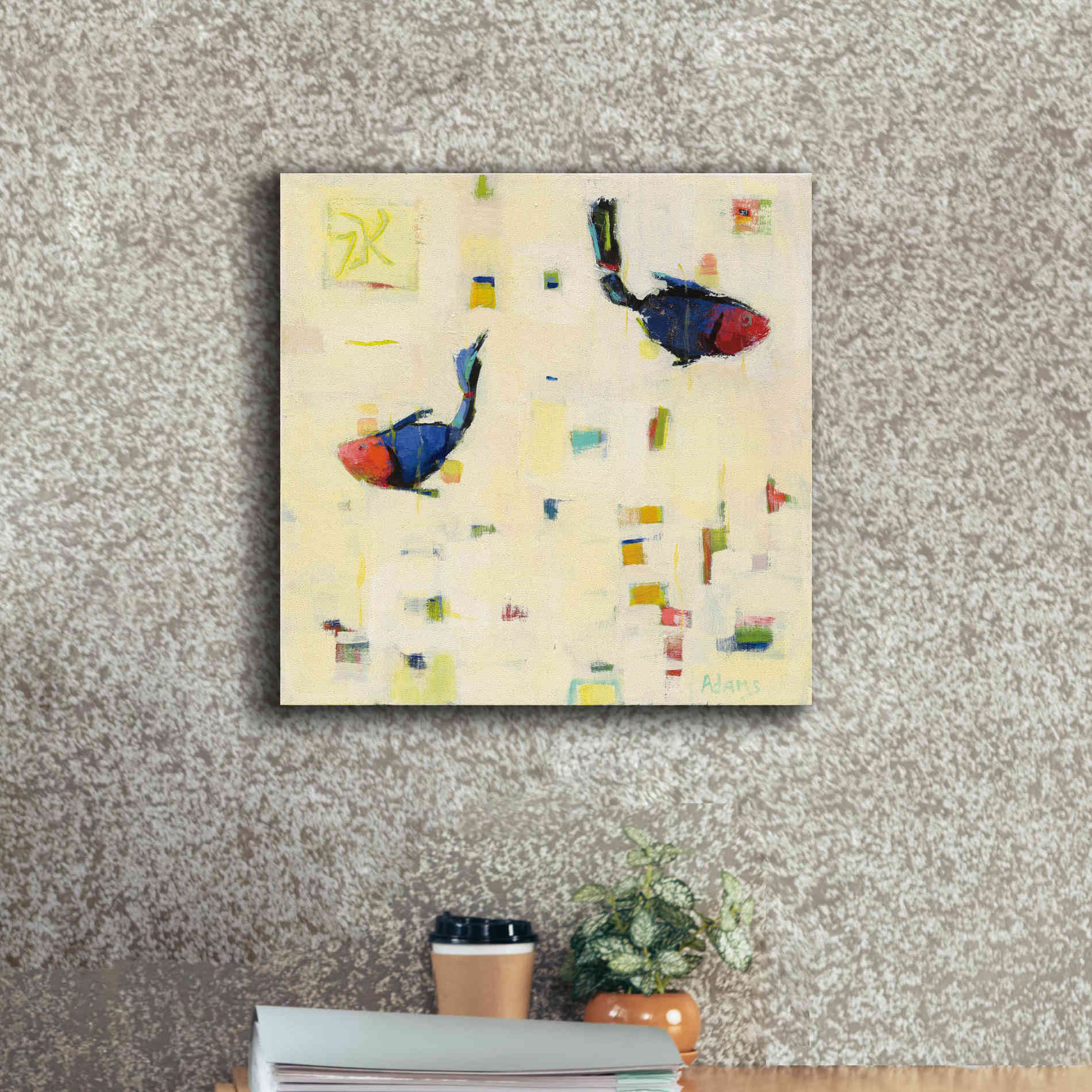 'One Fish Two Fish' by Phyllis Adams, Canvas Wall Art,18 x 18