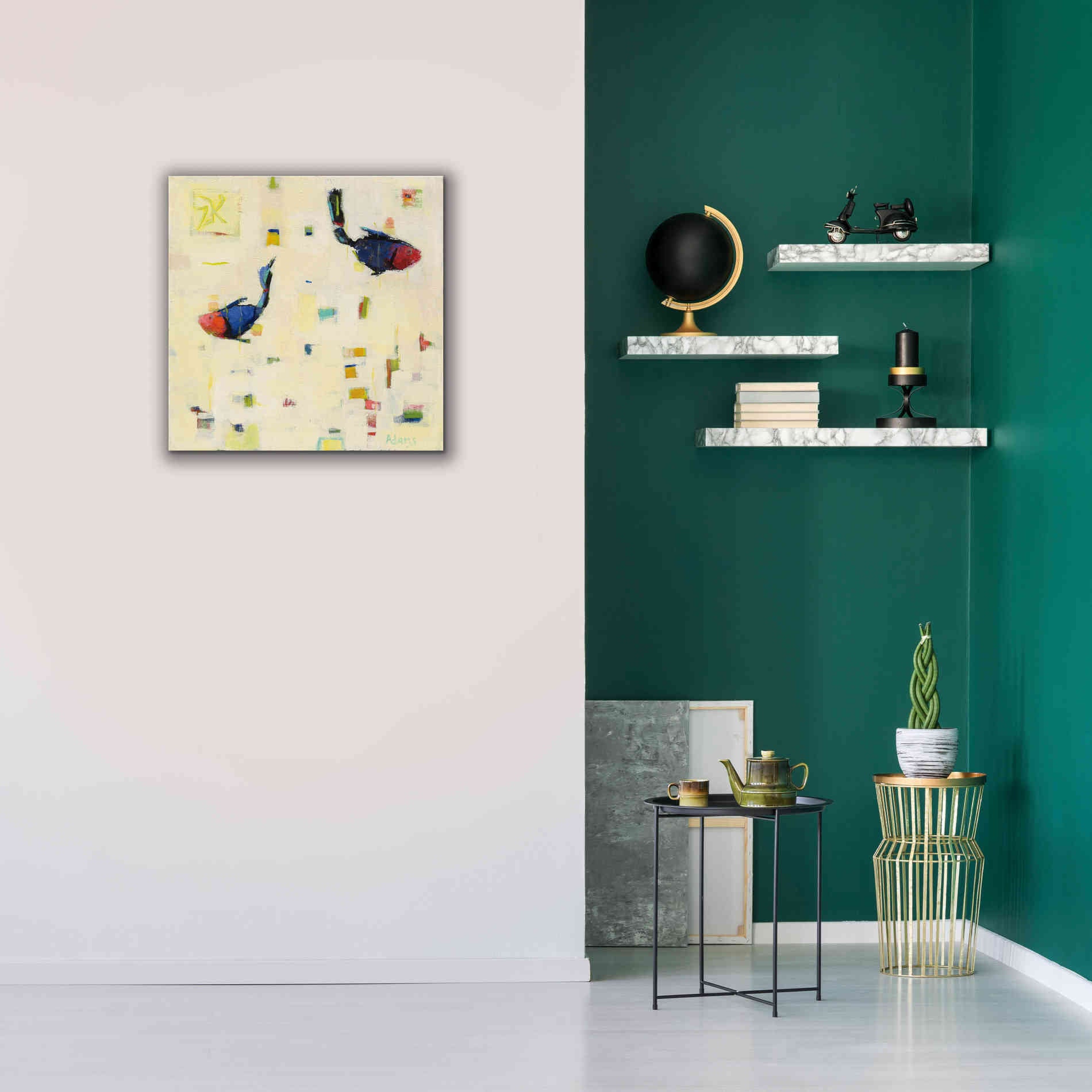 'One Fish Two Fish' by Phyllis Adams, Canvas Wall Art,26 x 26