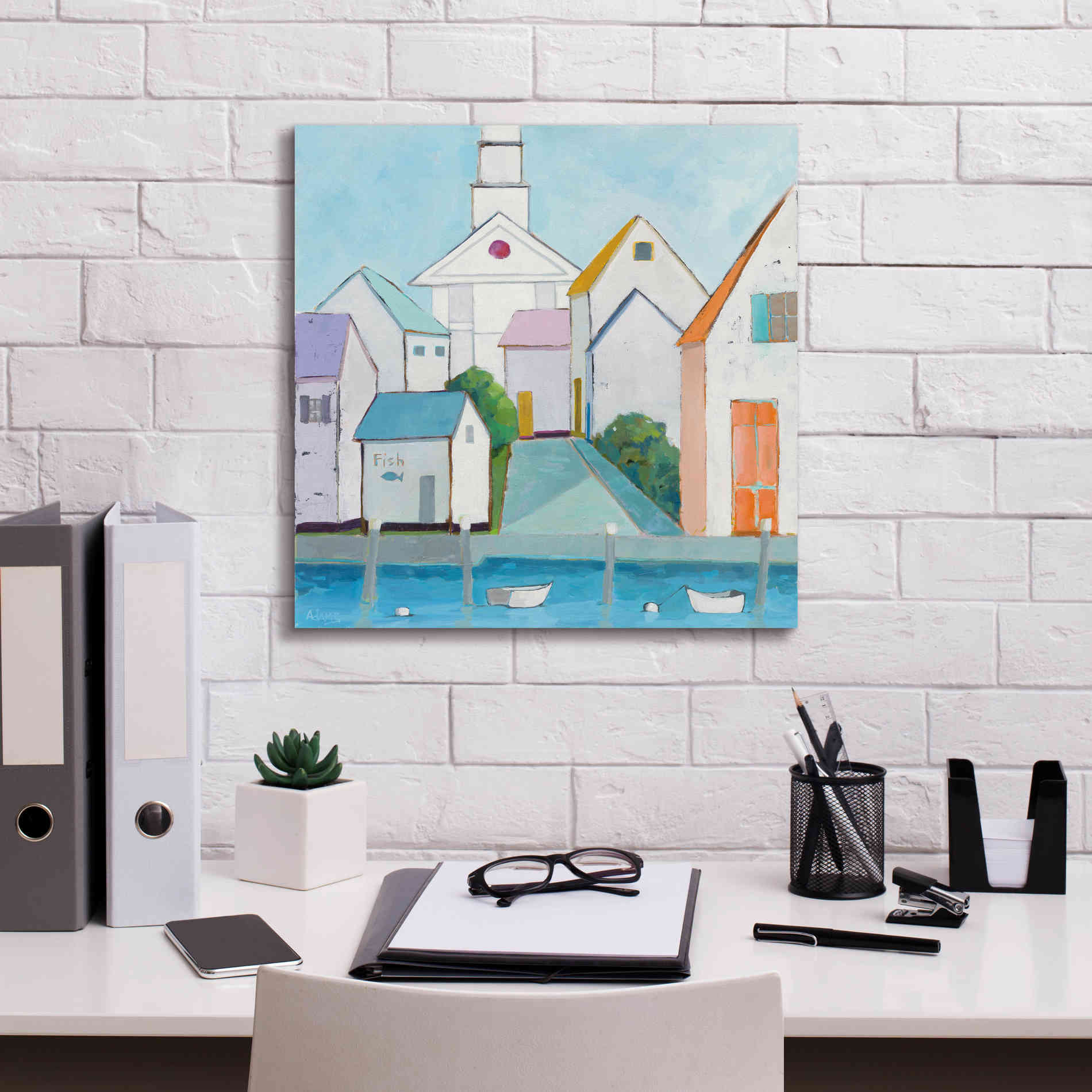 'Harbor Town III' by Phyllis Adams, Canvas Wall Art,18 x 18