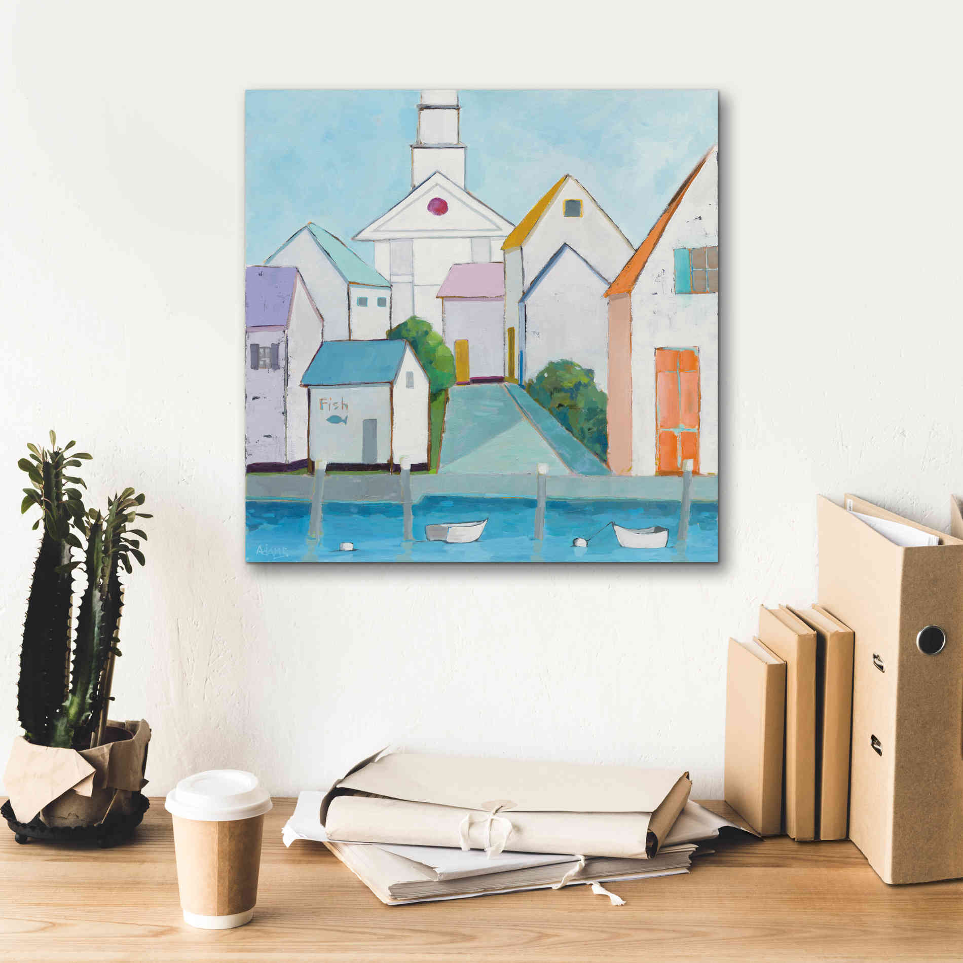 'Harbor Town III' by Phyllis Adams, Canvas Wall Art,18 x 18