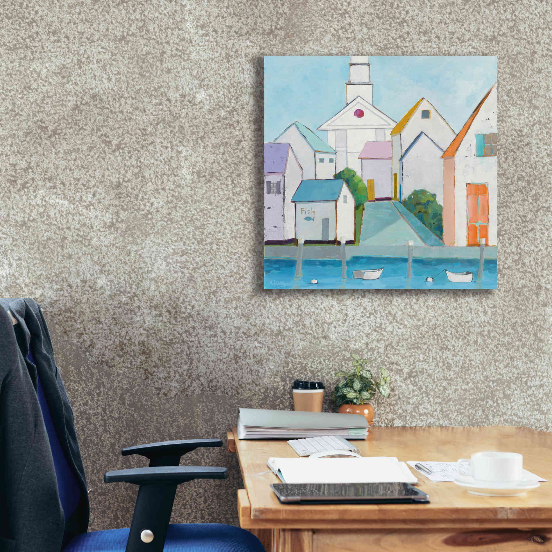 'Harbor Town III' by Phyllis Adams, Canvas Wall Art,26 x 26