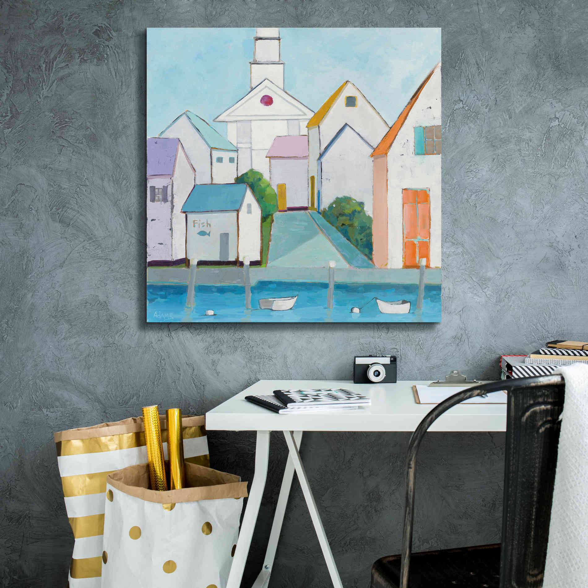 'Harbor Town III' by Phyllis Adams, Canvas Wall Art,26 x 26