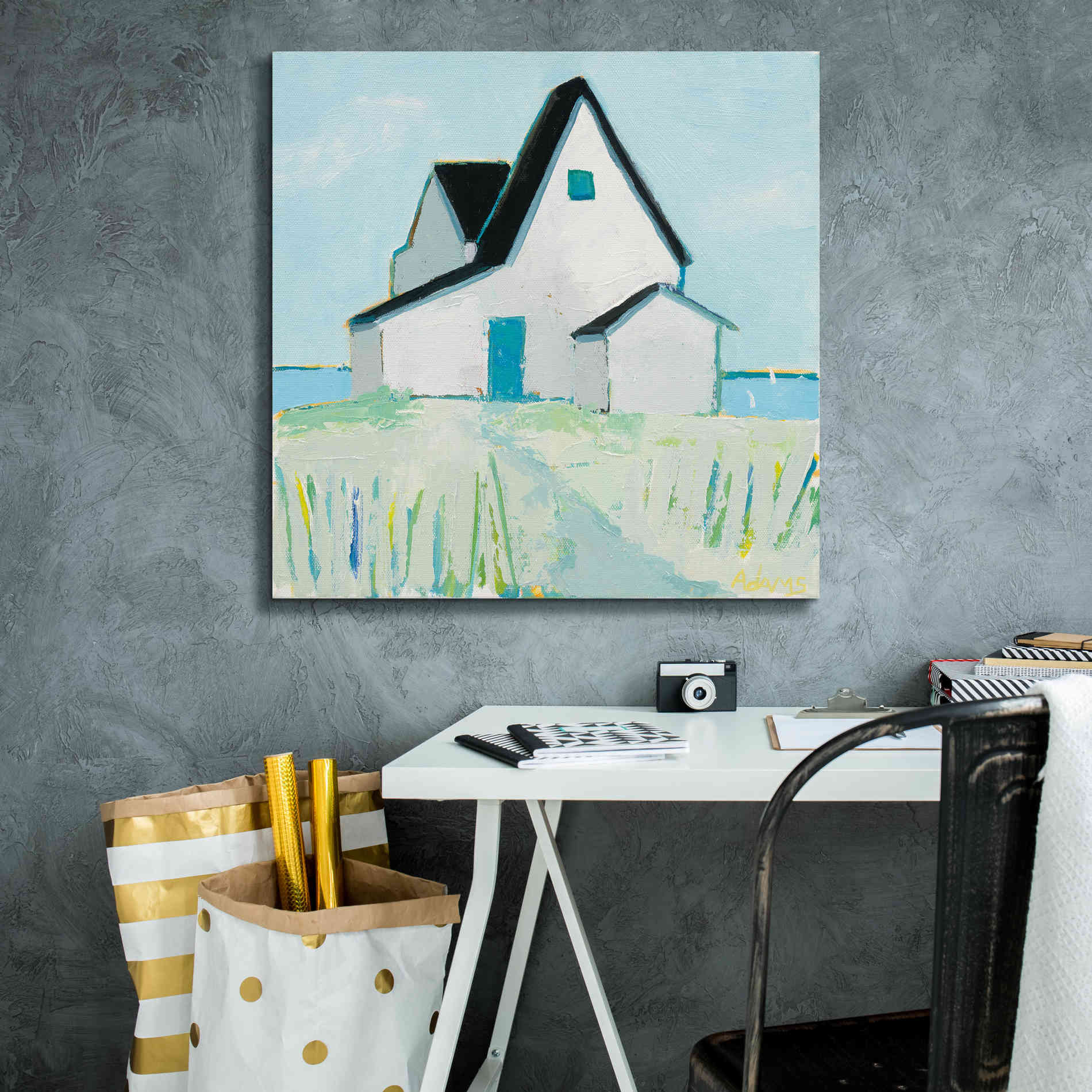 'Cottage by the Sea' by Phyllis Adams, Canvas Wall Art,26 x 26